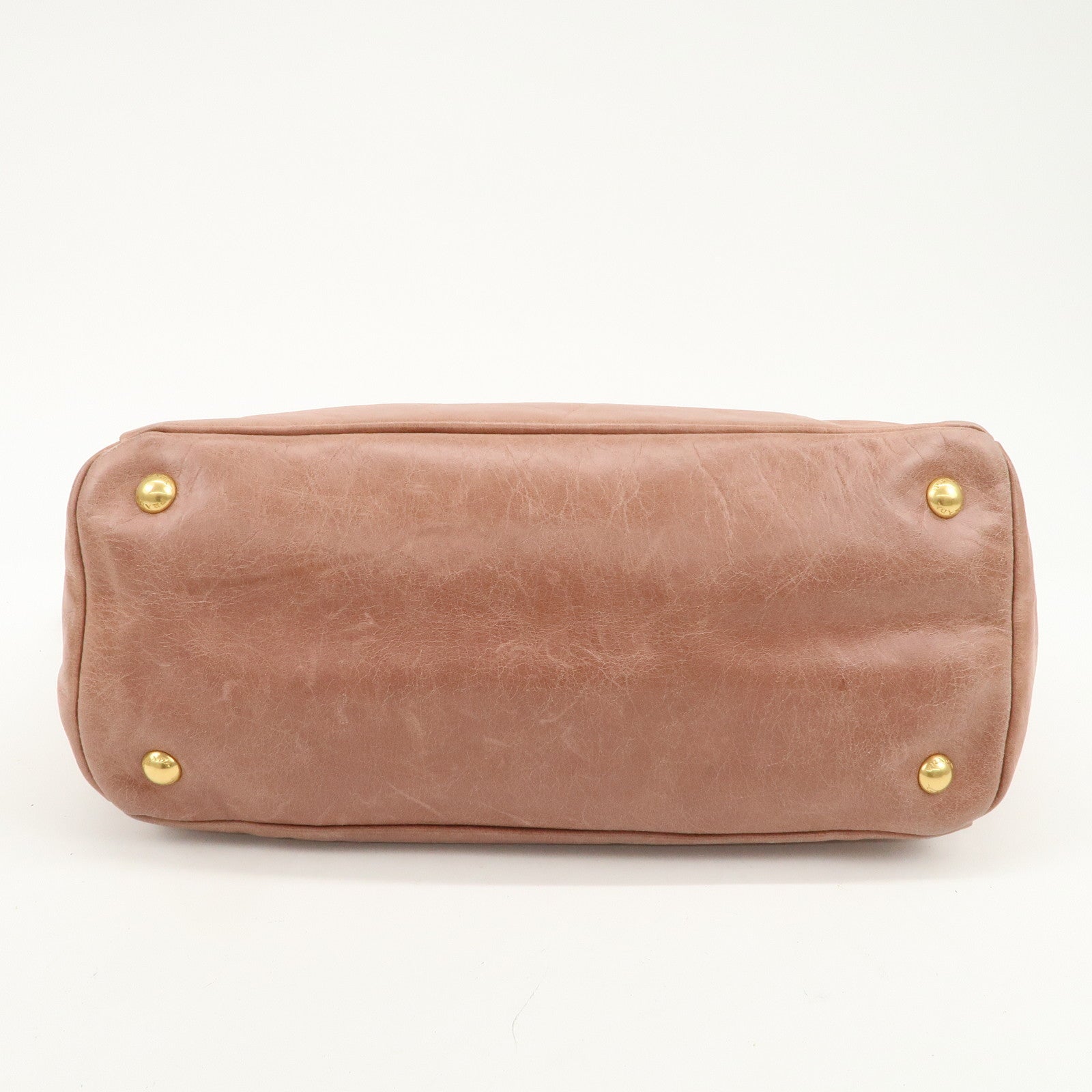 PRADA Triangle Logo Leather 2Way Shoulder Bag Hand Bag Pink BN1921