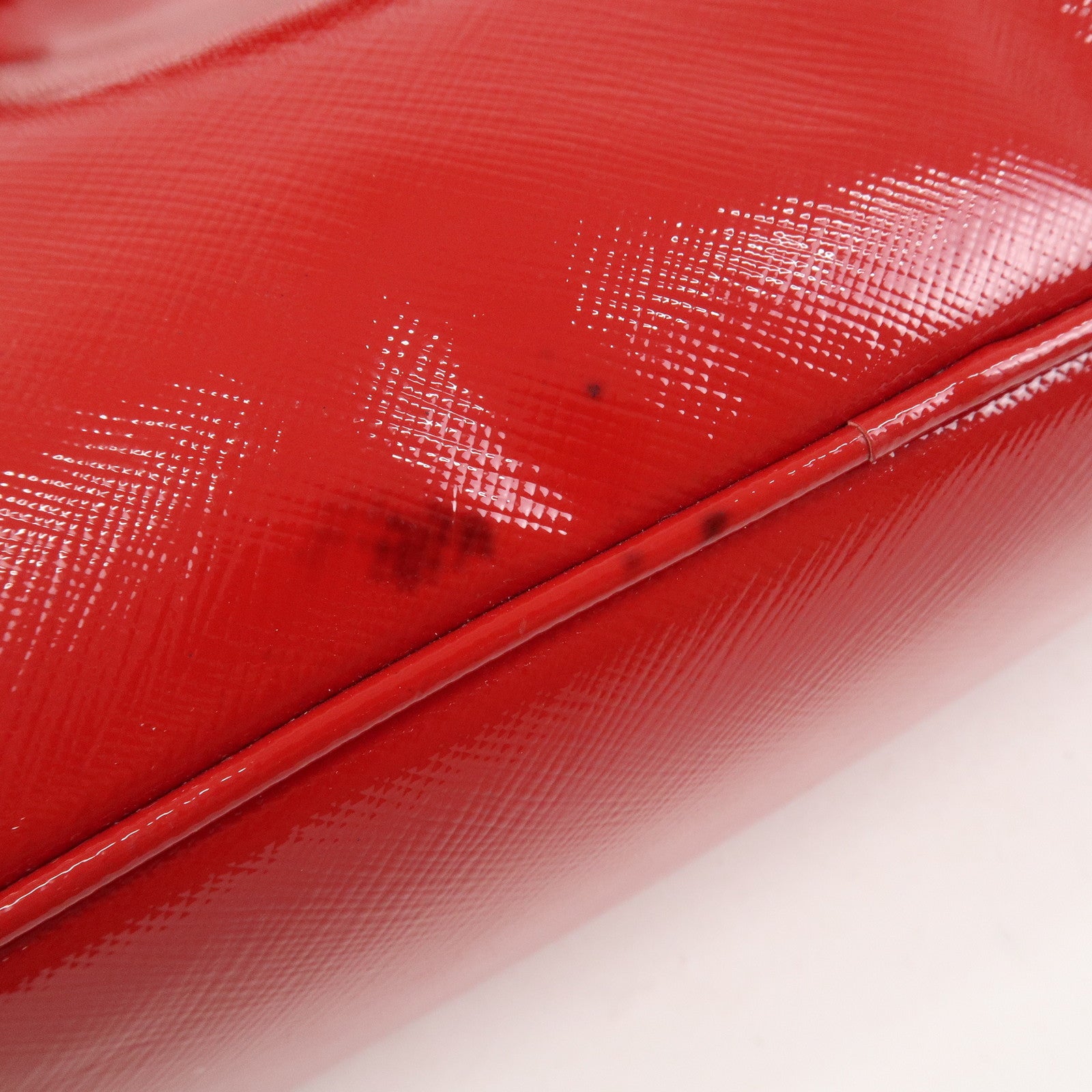 PRADA Logo Patent Leather 2Way Bag Shoulder Bag Hand Bag Red BL0909