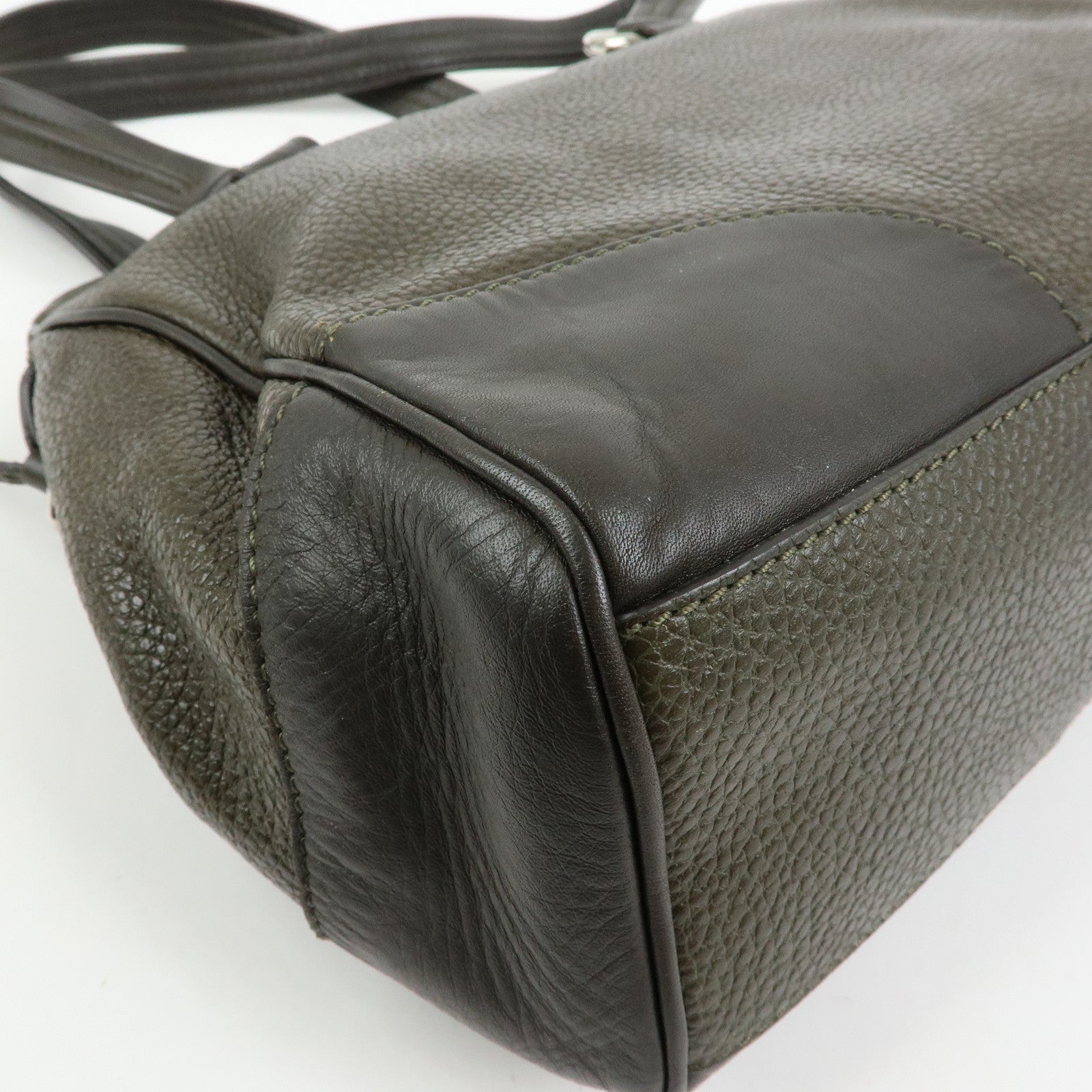 CELINE Logo Leather Tote Bag Shoulder Bag Brown