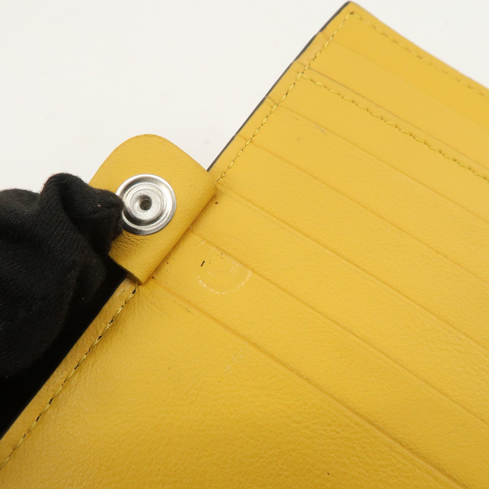 FENDI Peekaboo Leather Bi-fold Compact Wallet Pink Yellow 8M0438