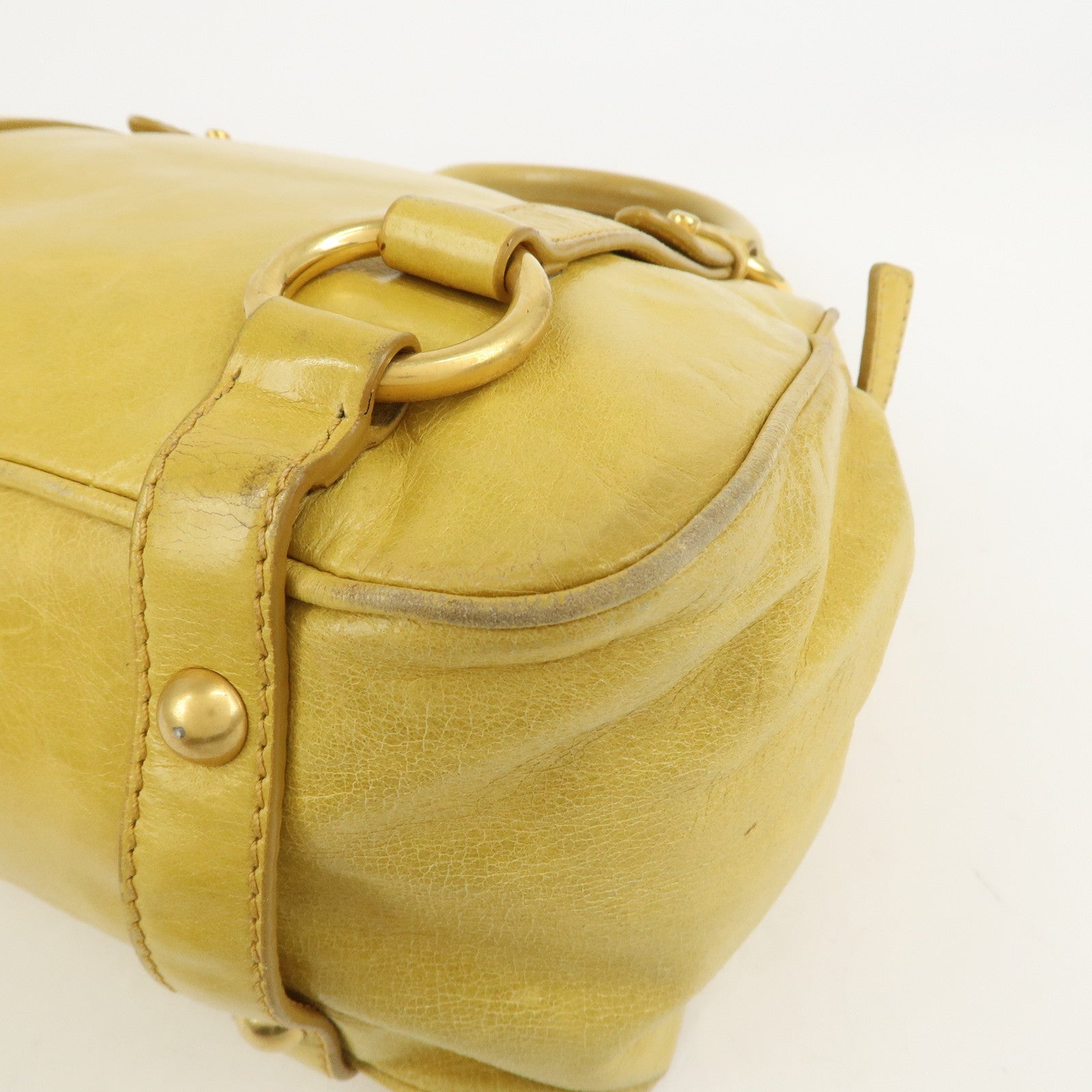 MIU MIU Logo Leather 2Way Bag Hand Bag Yellow