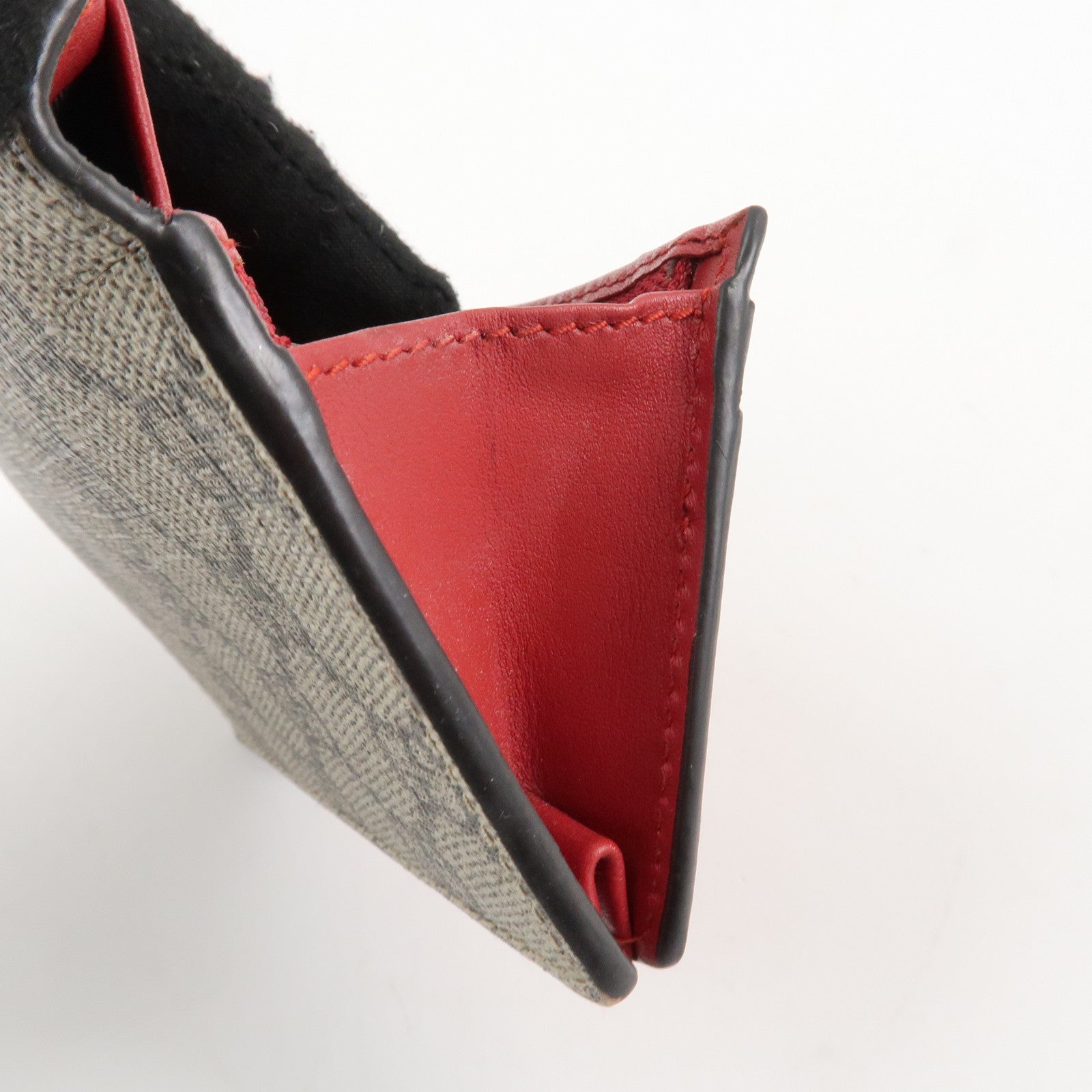 GUCCI Interlocking G GG Supreme Cherry Compact Wallet Beige 476050 Used