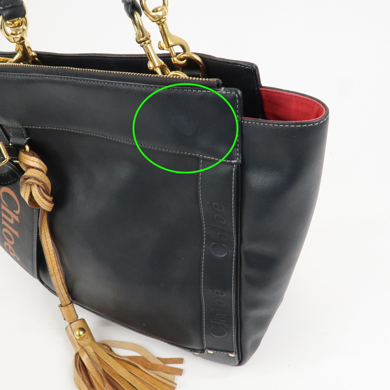 Chloe Eden Leather Tassel Shoulder Bag Hand Bag Black