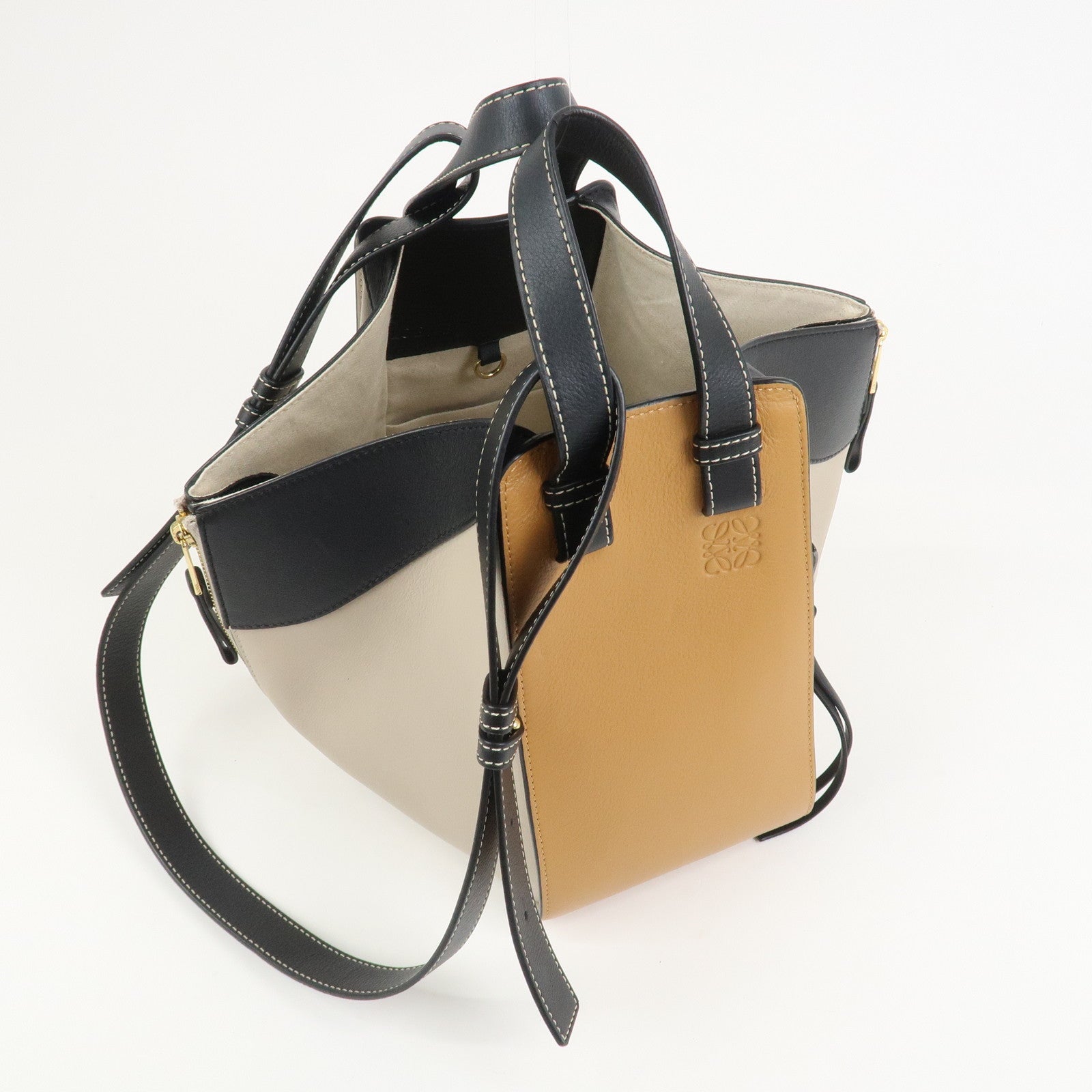 LOEWE Anagram Hammock Small Shoulder Bag Crossbody Bag Beige Black