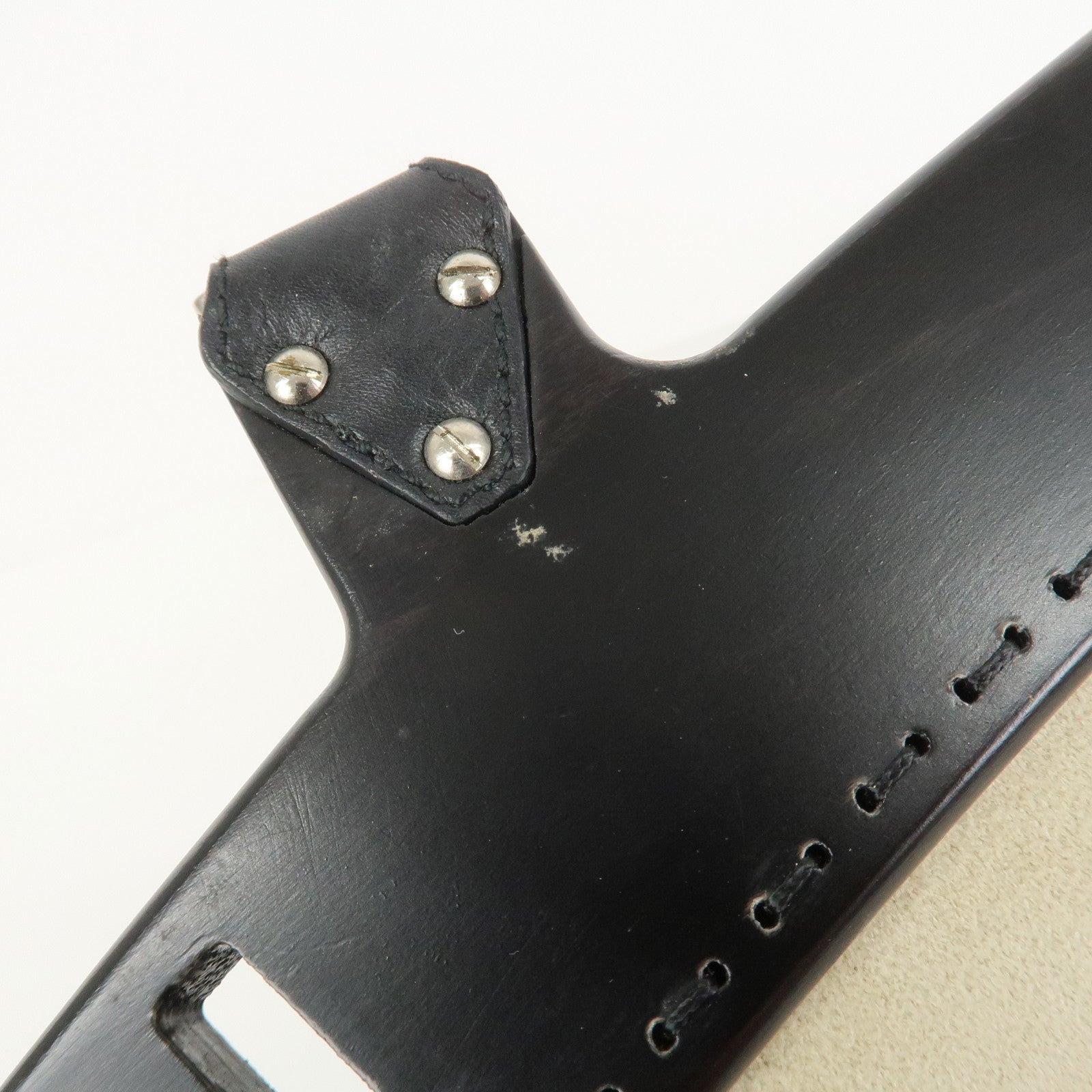 Ferragamo Gancini Leather Wood Shoulder Bag Hand Bag Black