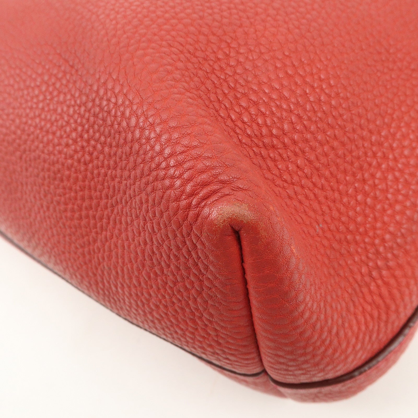 PRADA Triangle Logo Leather 2Way Tote Bag Shoulder Bag Red BN1713