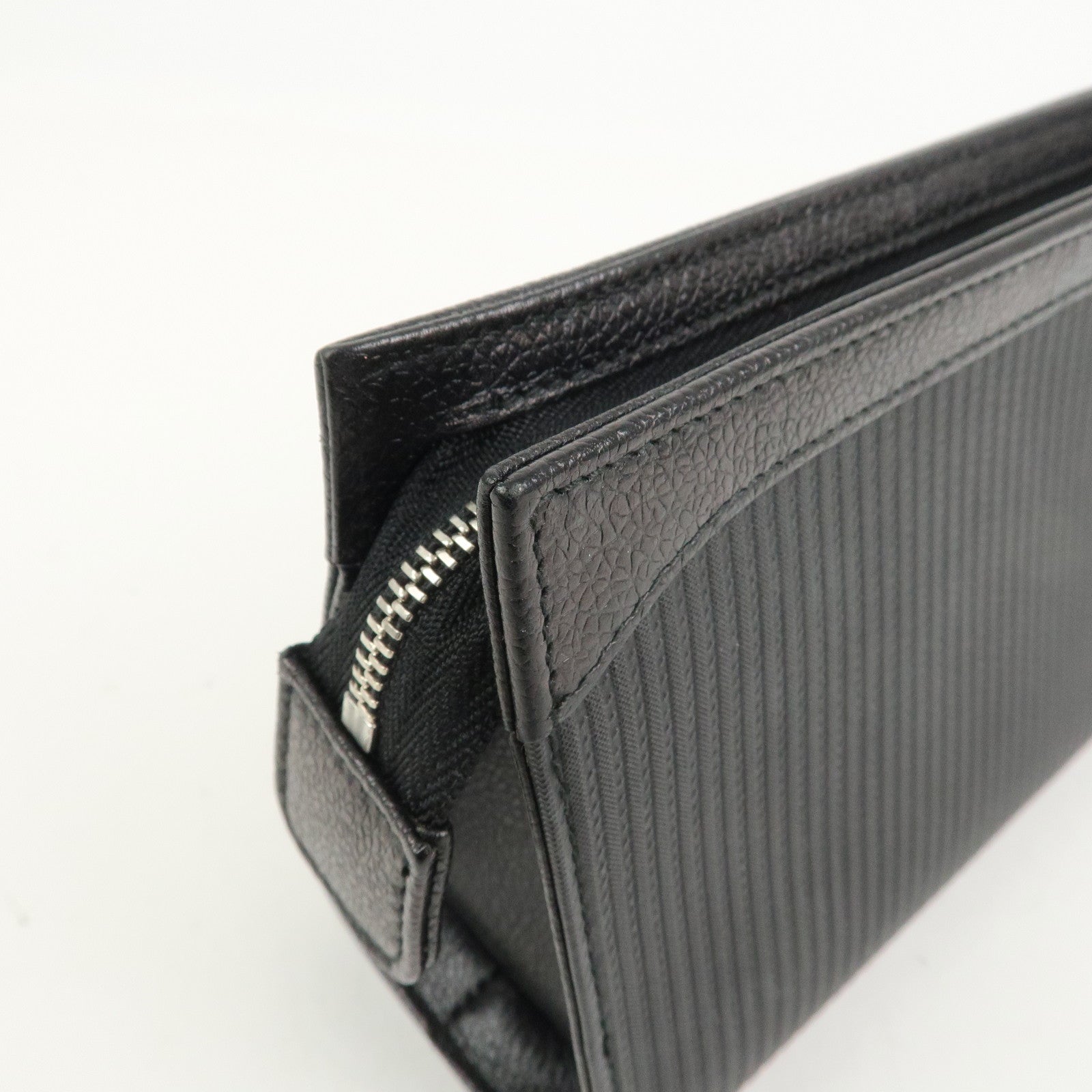 BVLGARI Logo PVC Leather Pouch Accessory Pouch Black