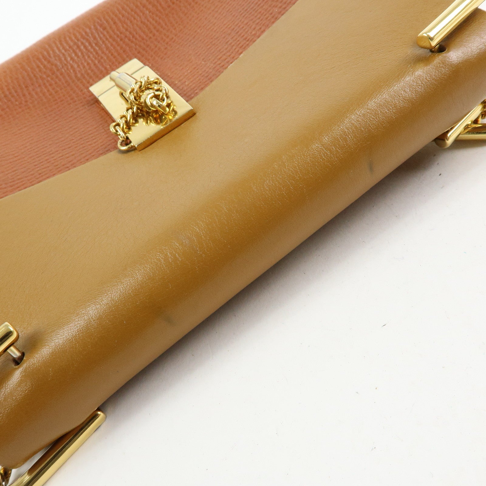 Chloe Drew Leather Chain Shoulder Bag Crossbody Bag Brown Gold