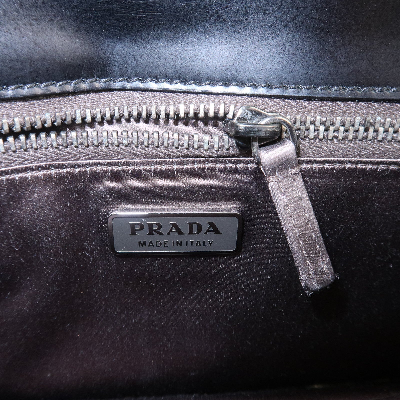 PRADA Logo Leather Shoulder Bag Hand Bag Black BR0421