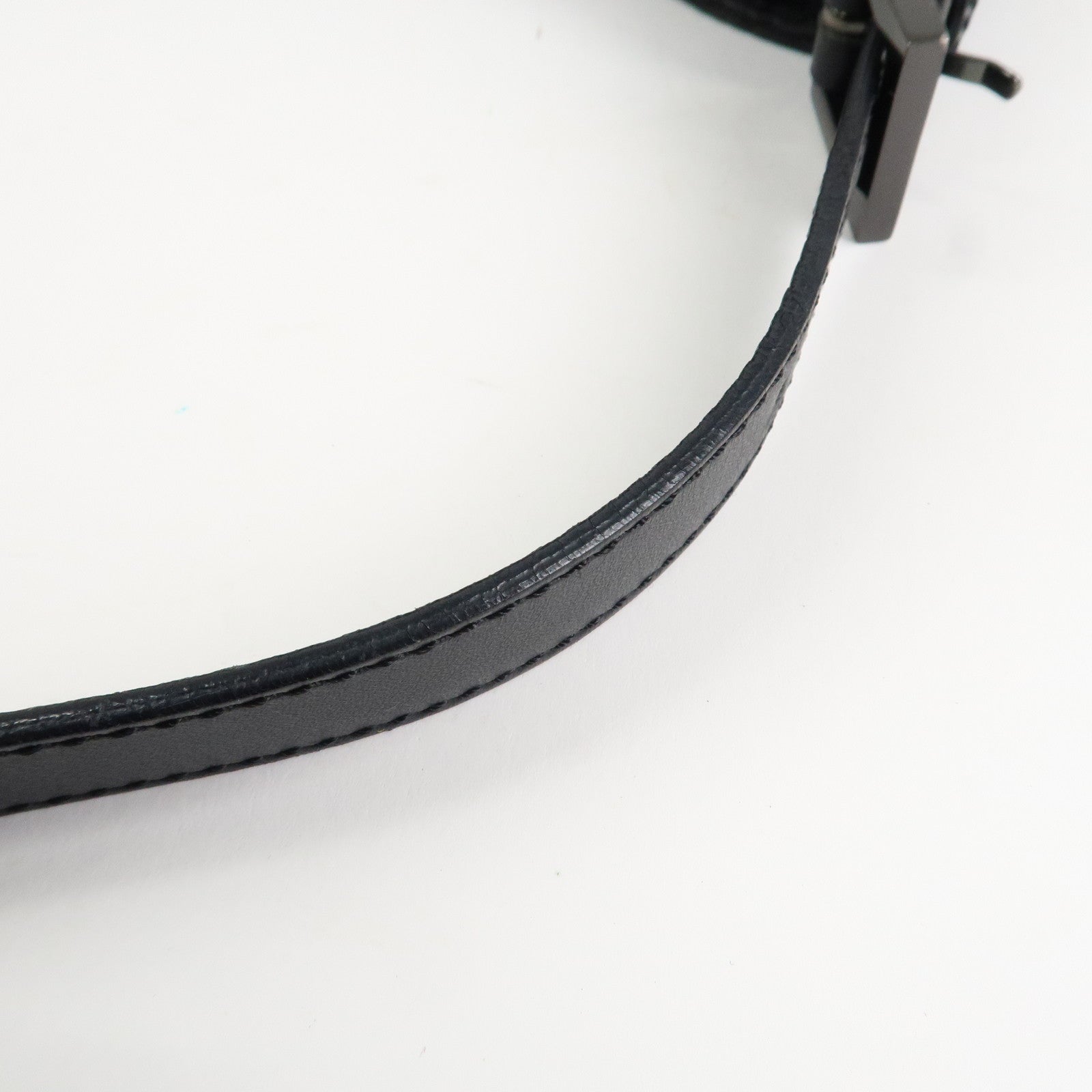 FENDI Zucchino Leather Canvas Shoulder Bag Black Used