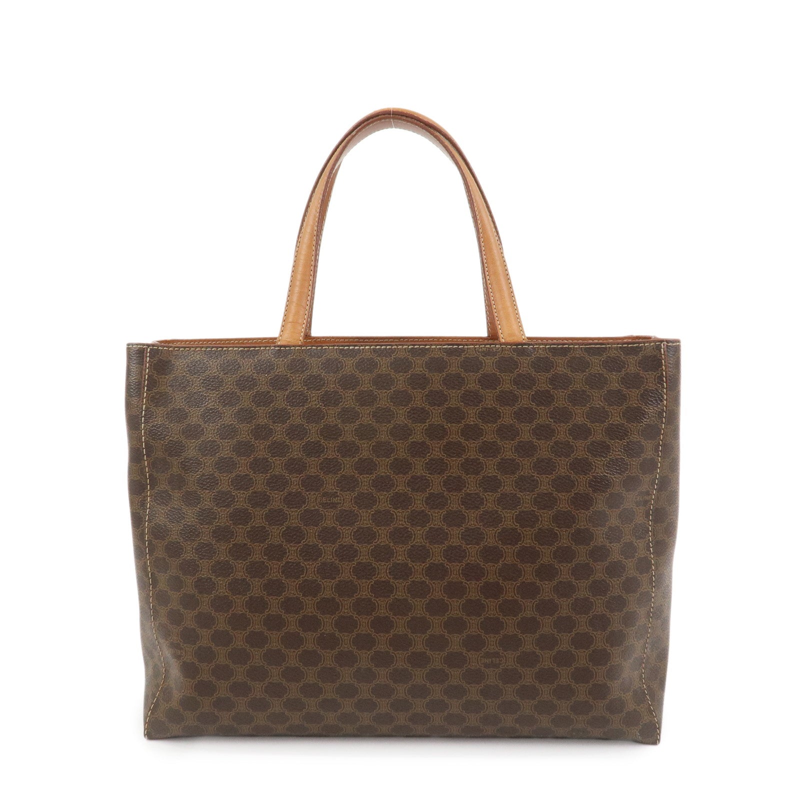 CELINE Macadam PVC Leather Hand Bag Tote Bag Brown