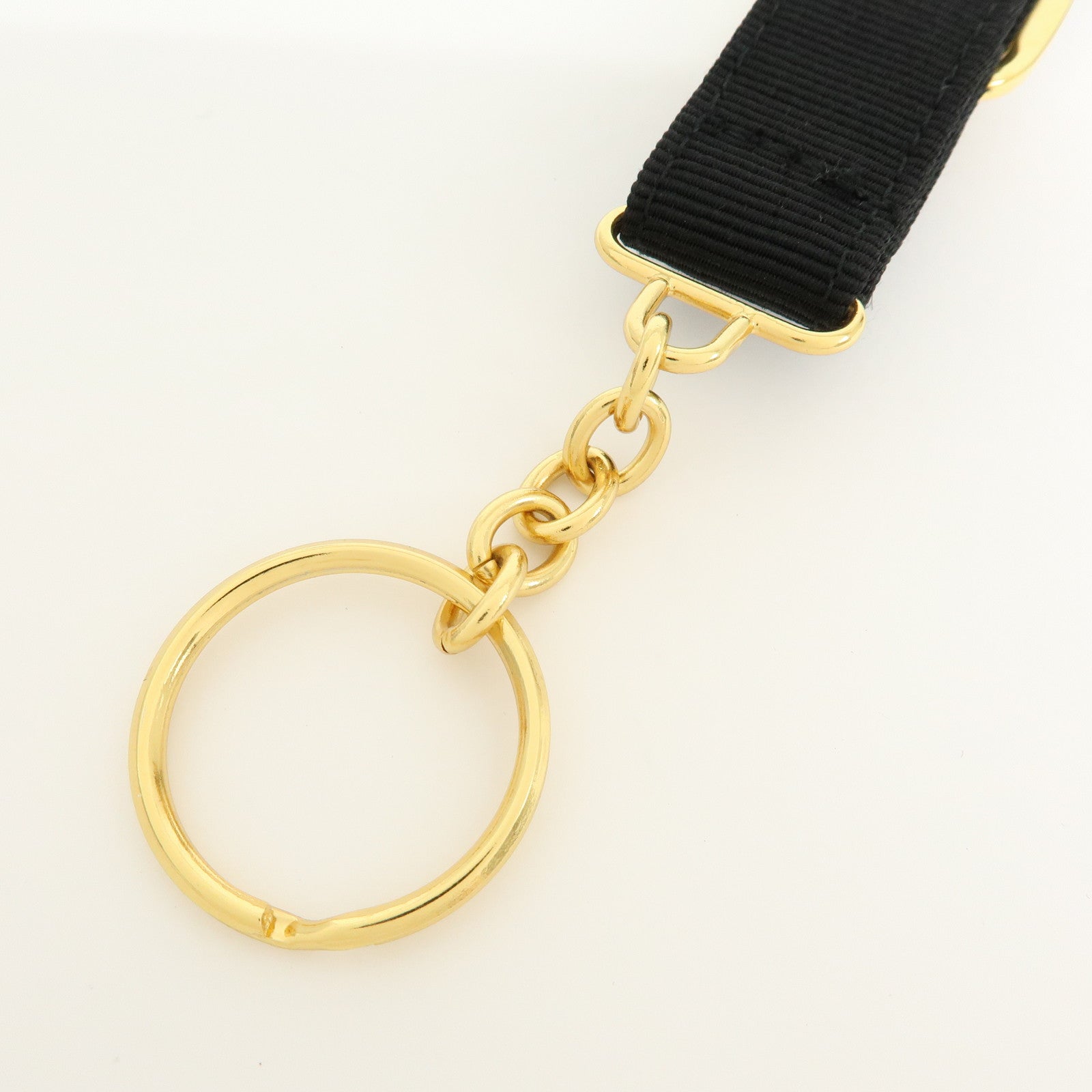 Ferragamo Vara Ribbon Metal Canvas Bag Charm Key Holder Black