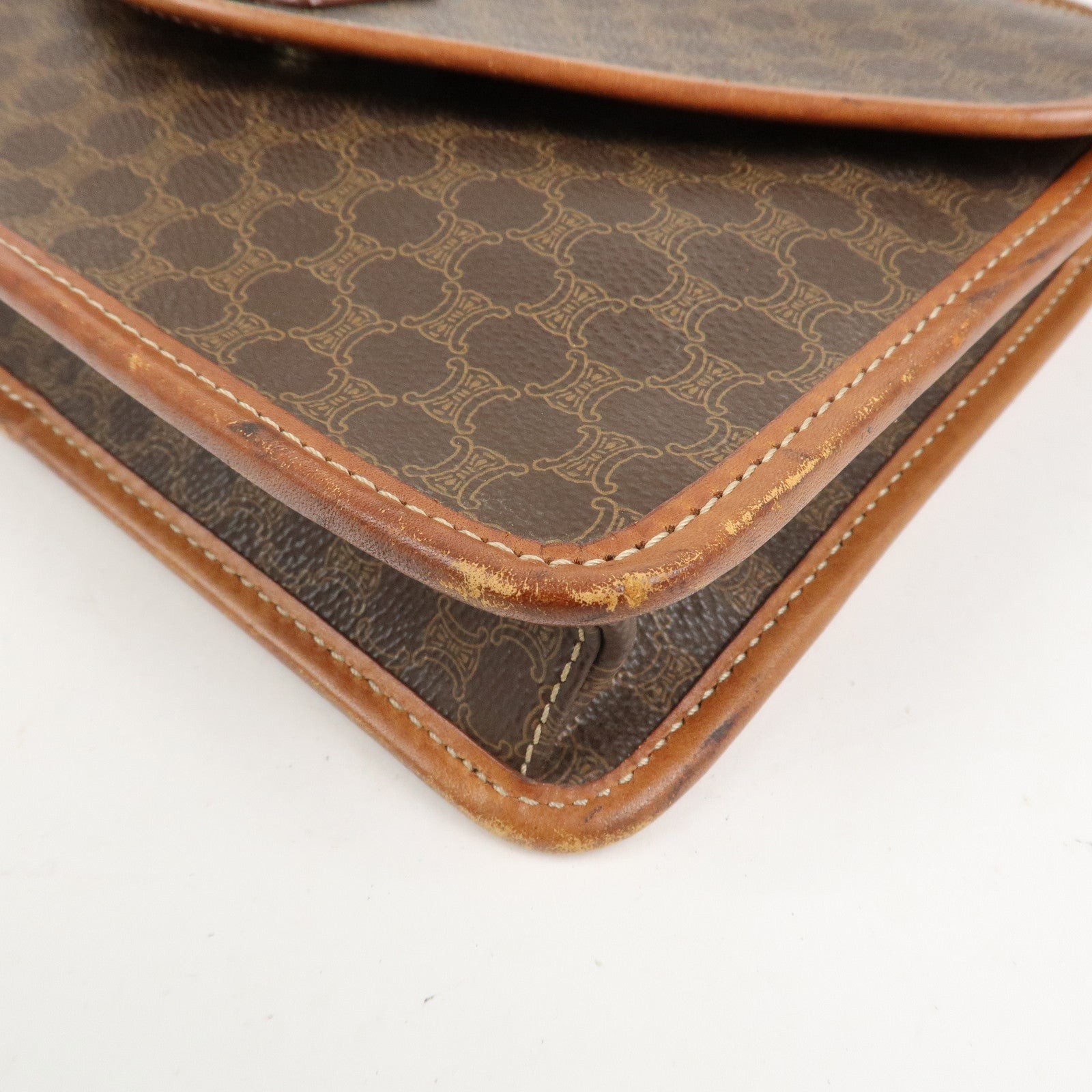 CELINE Macadam PVC Canvas Leather 2WAY Bag Shoulder Bag Brown