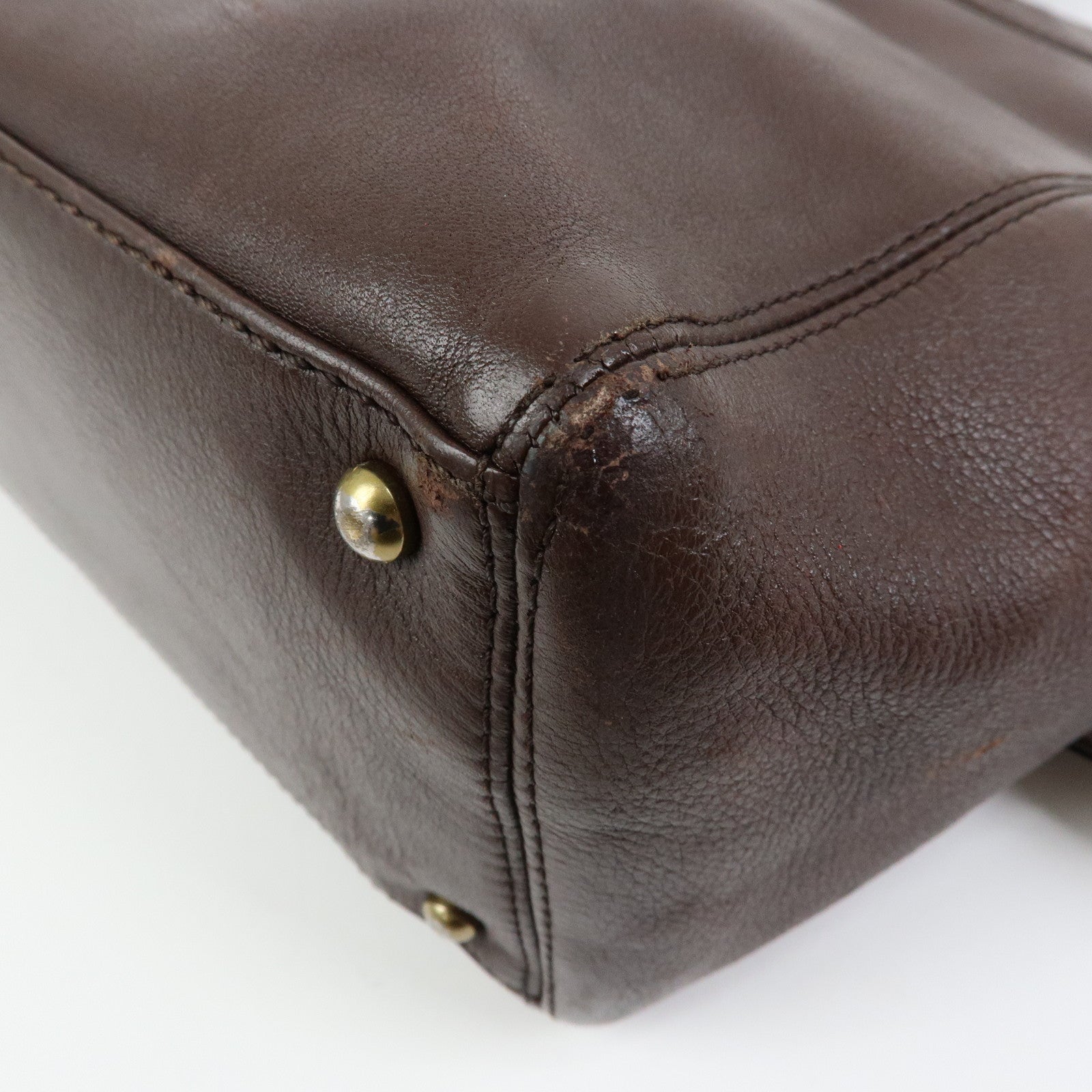 CHANEL COCO Mark Calf Leather 2WAY Bag Tote Bag Brown