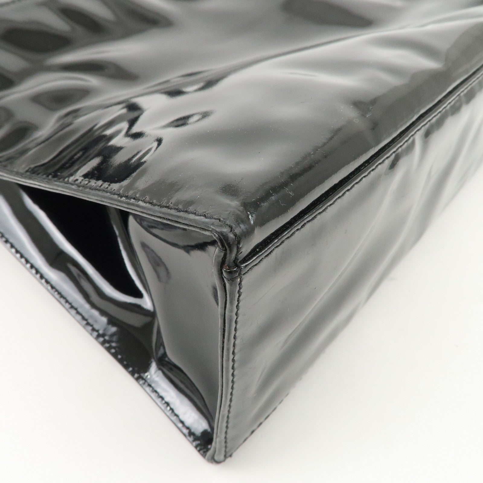 CHANEL COCO Mark Patent Leather Tote Bag Shoulder Bag Black Used