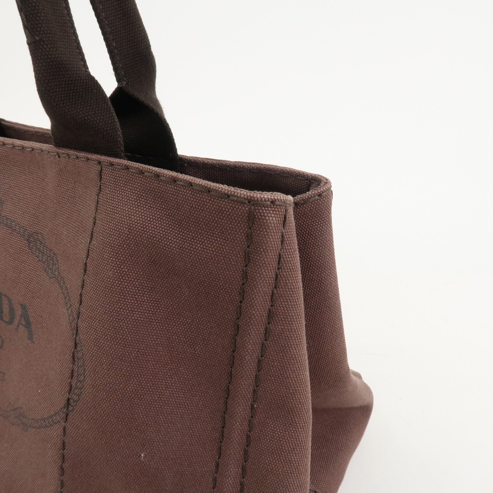 PRADA Logo Canapa 2Way Tote Bag Hand Bag Brown BN2642