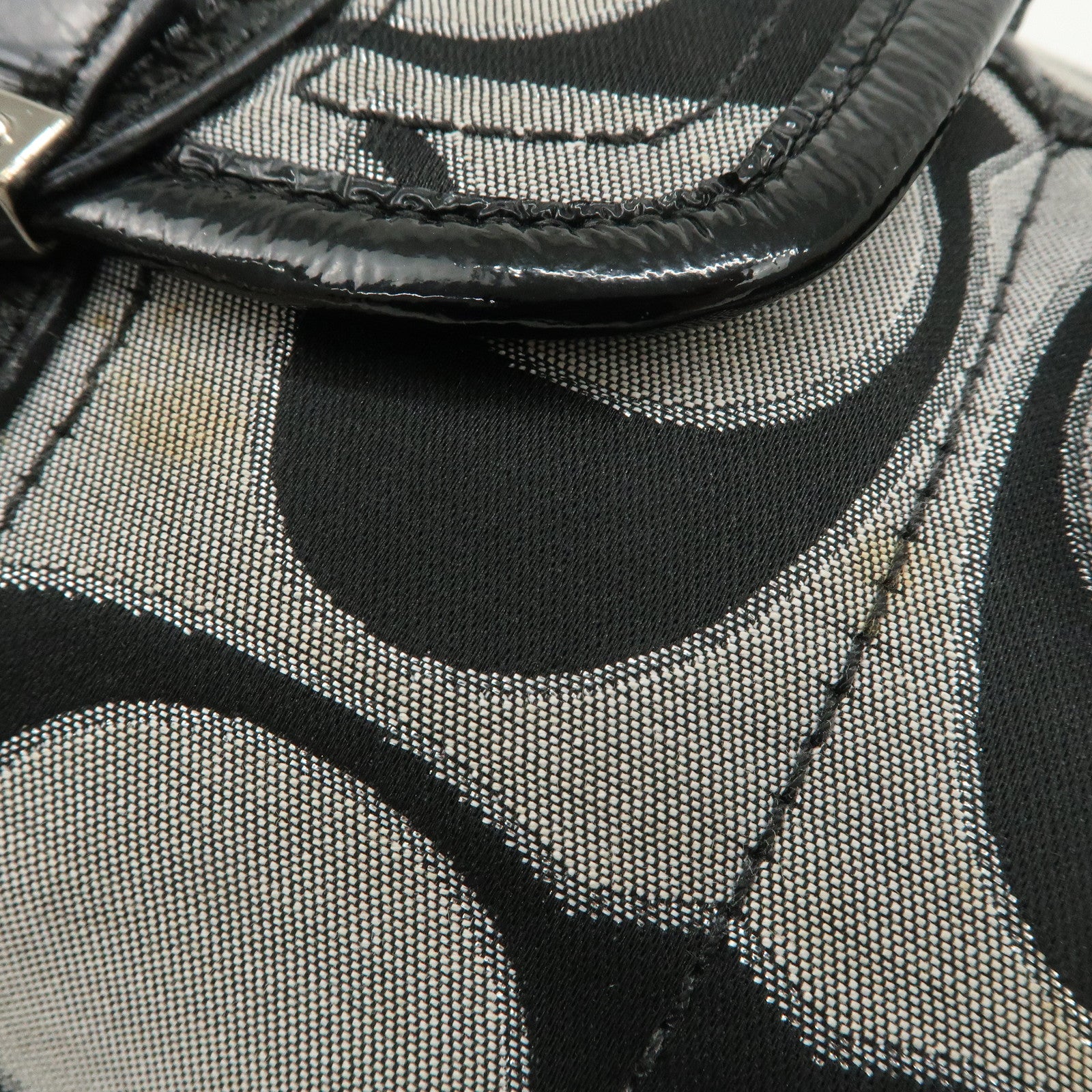COACH Signature Canvas Leather Set of 2 Hand Bag Black Light Brown