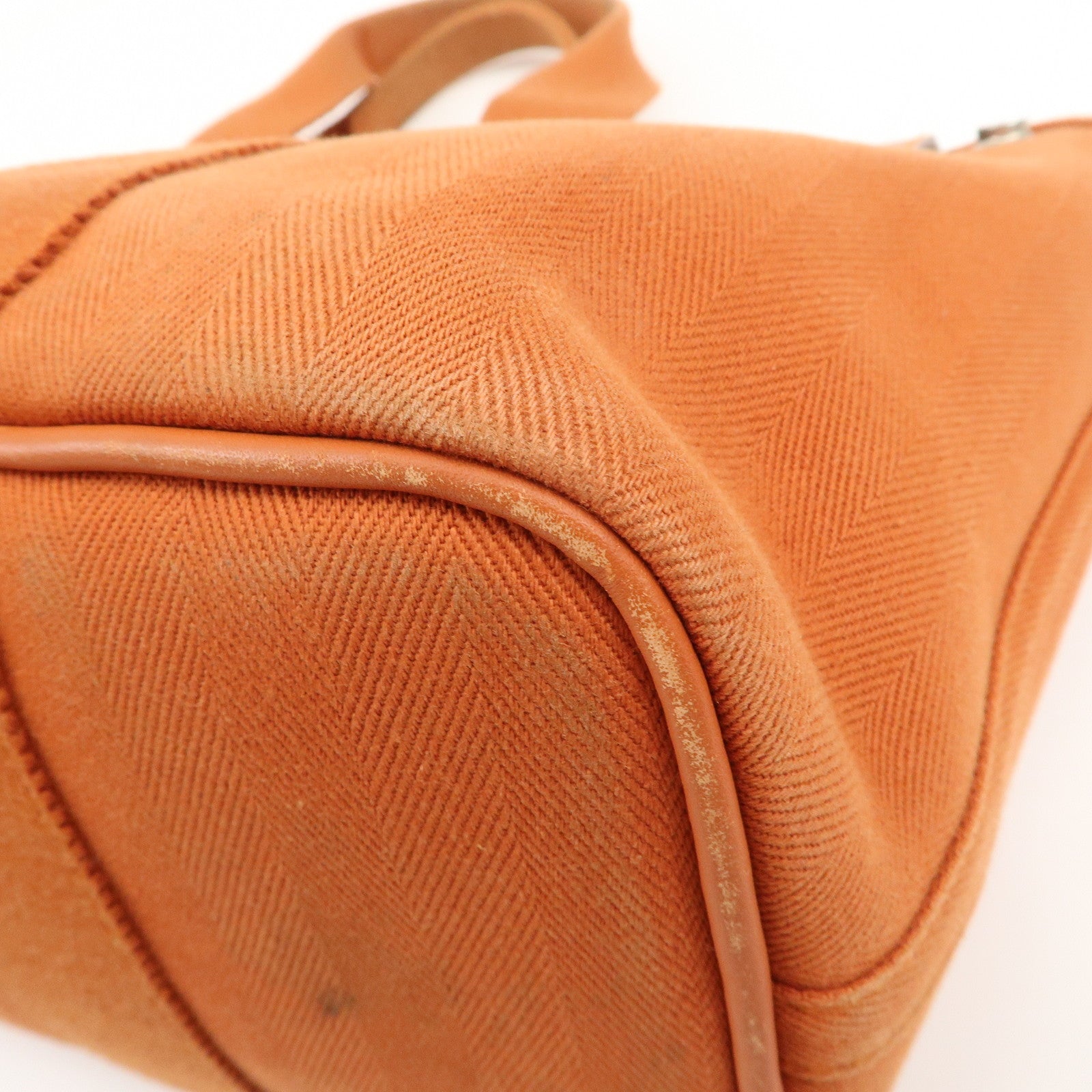 HERMES Valparaiso PM Toile Ash Leather Tote Bag Orange