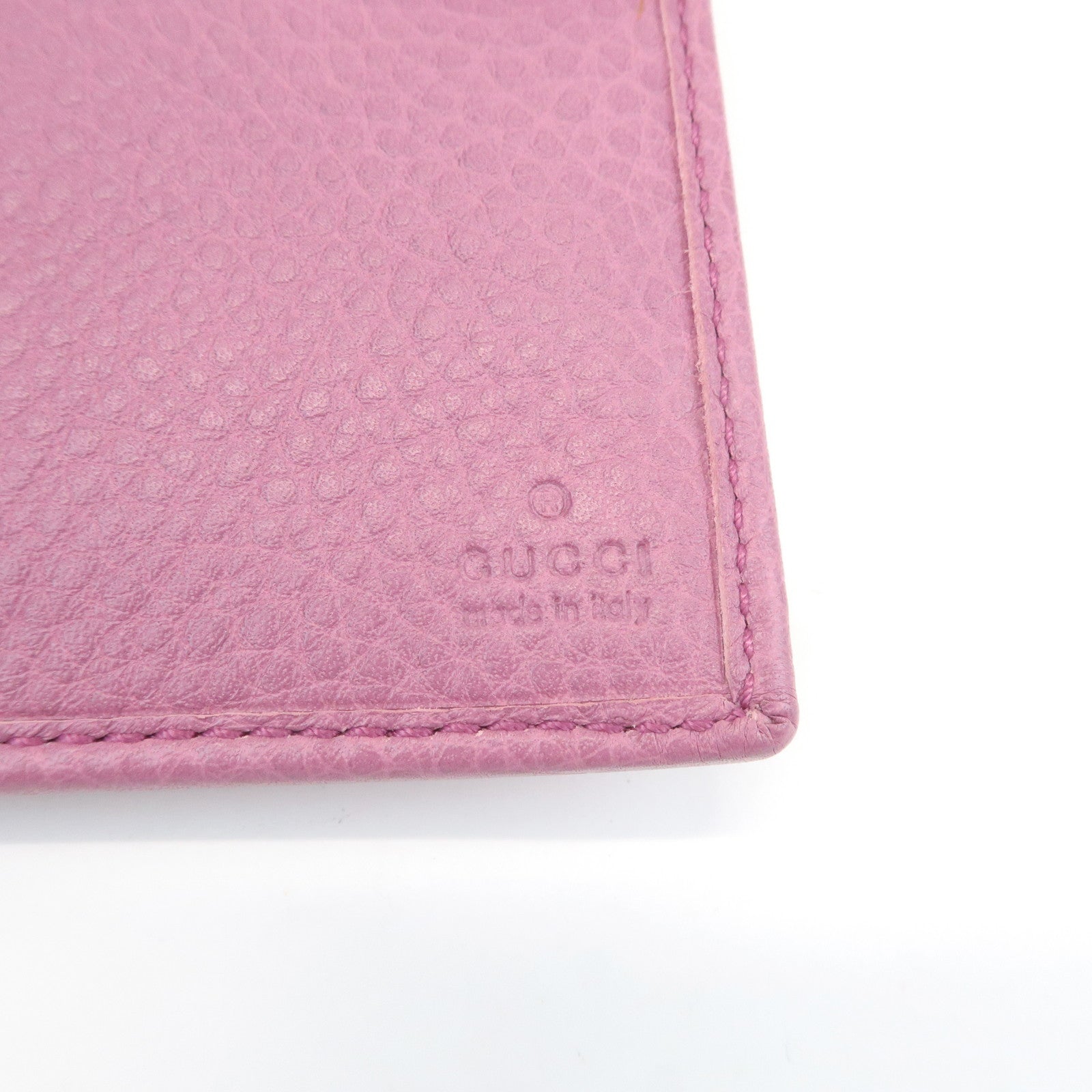 GUCCI Bamboo Leather Tri- Fold Wallet Pink 257017 Used