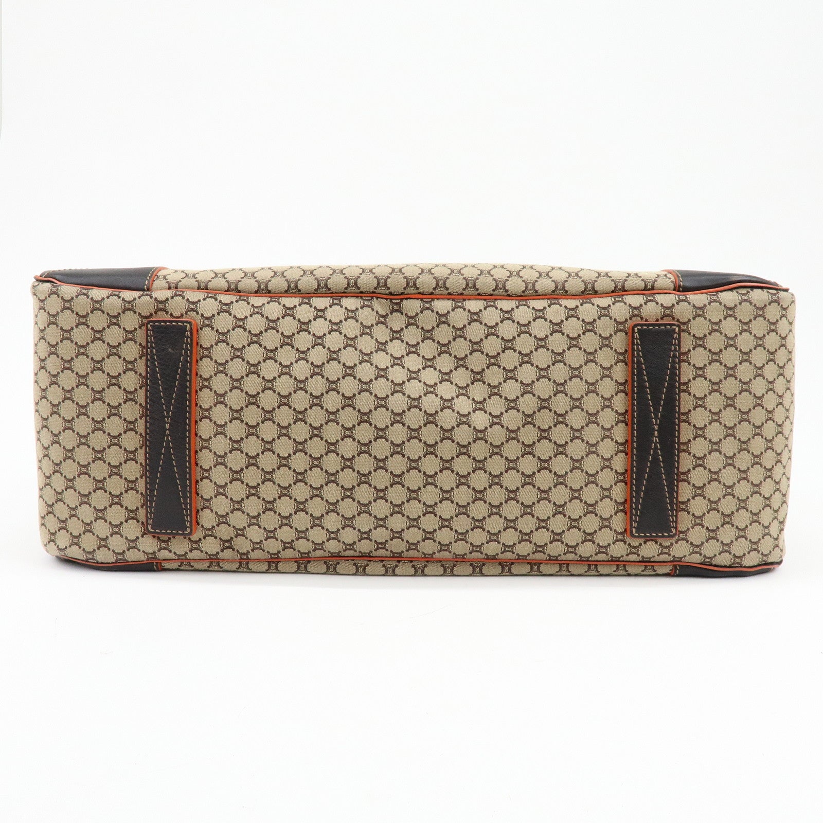 CELINE Macadam Canvas Leather 2Way Bag Boston Bag Brown