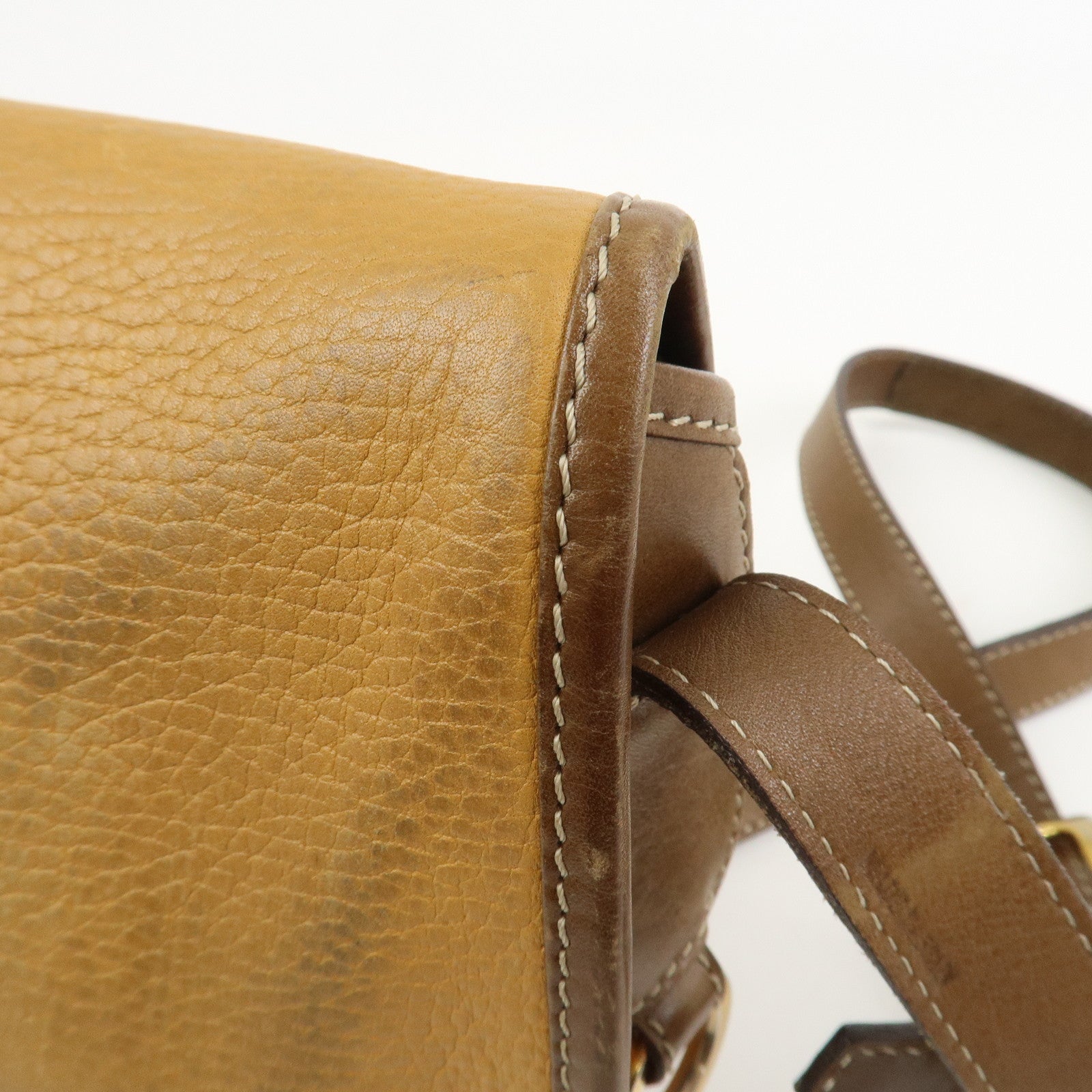 LOEWE Anagram Logo Leather Shoulder Bag Crossbody Bag Brown