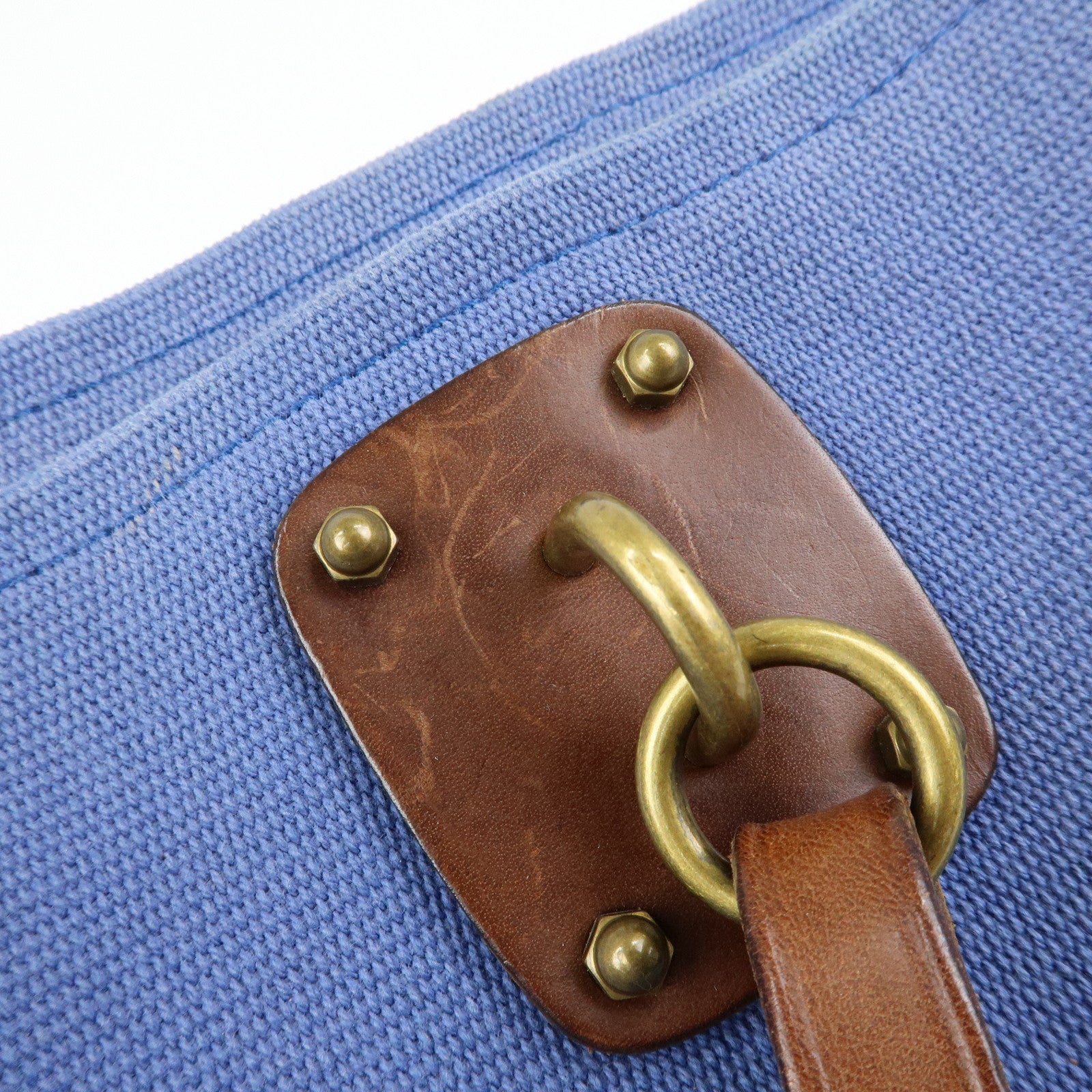 BOTTEGA VENETA Canvas Leather Tote Bag Shoulder Bag Blue 170045