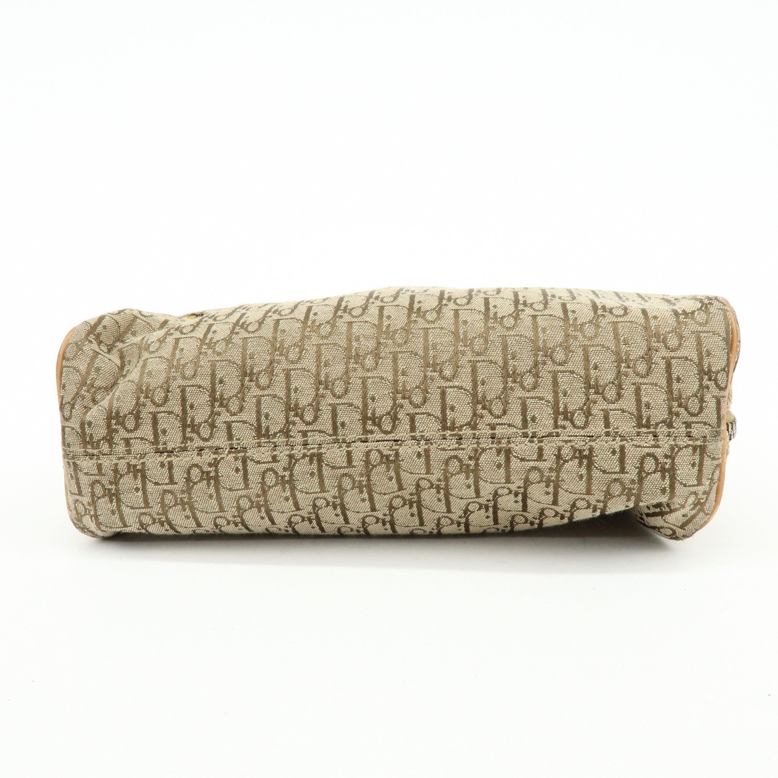 Christian Dior Trotter Canvas Leather Hand Bag Cosmetic Bag Brown