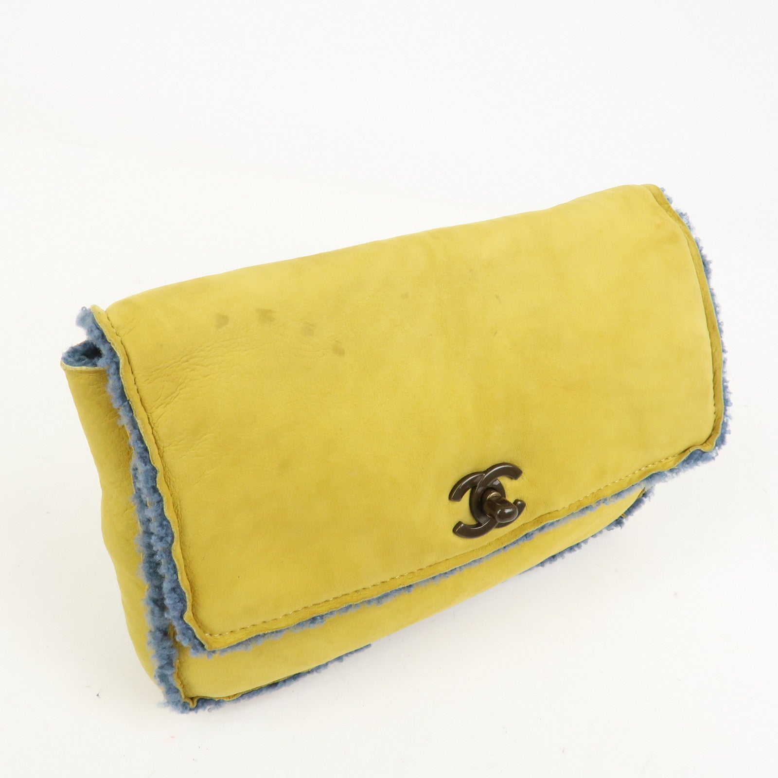 CHANEL COCO Mark Mouton Clutch Bag Yellow Blue