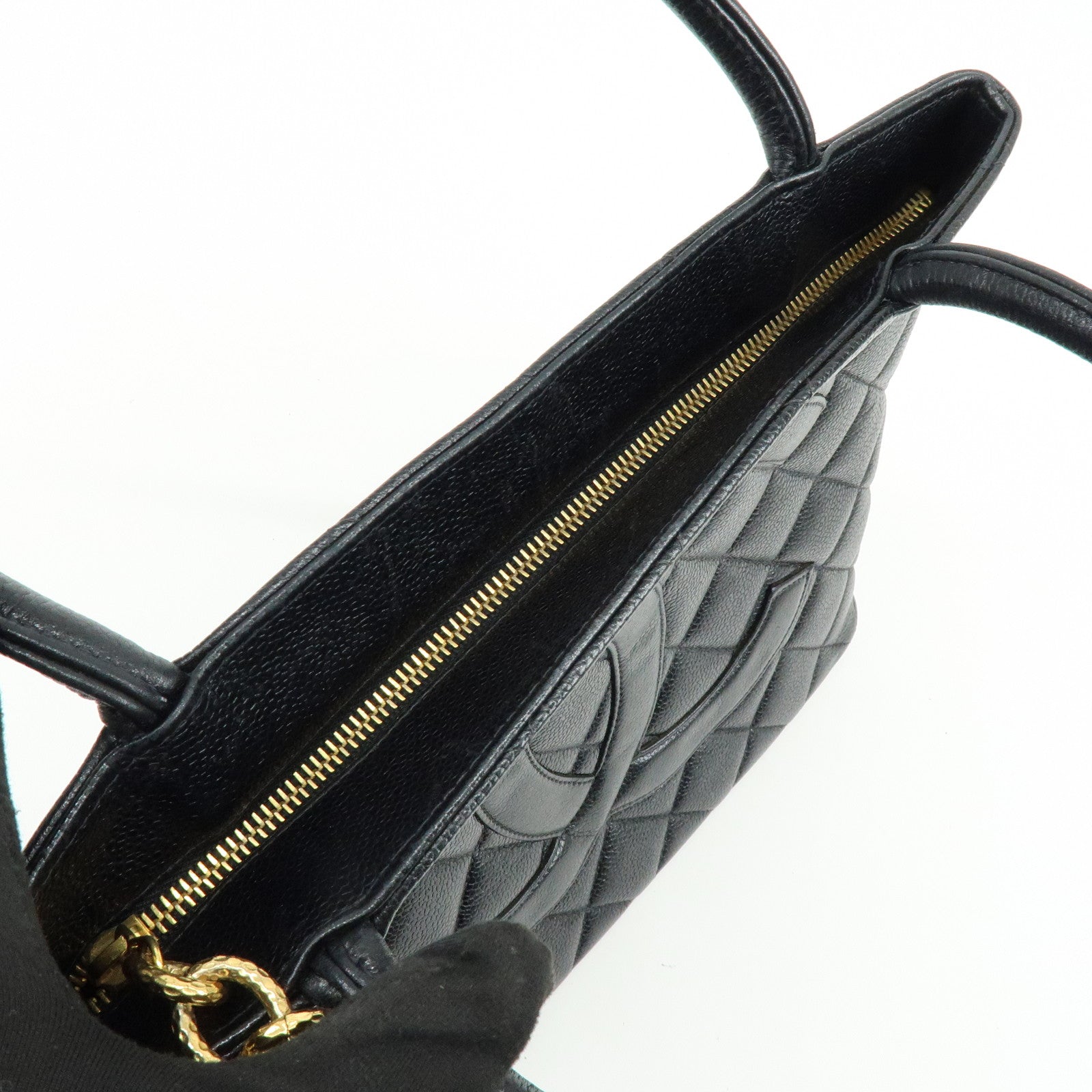 CHANEL Matelasse COCO Mark Medallion Tote Bag Hand Bag Black A01804