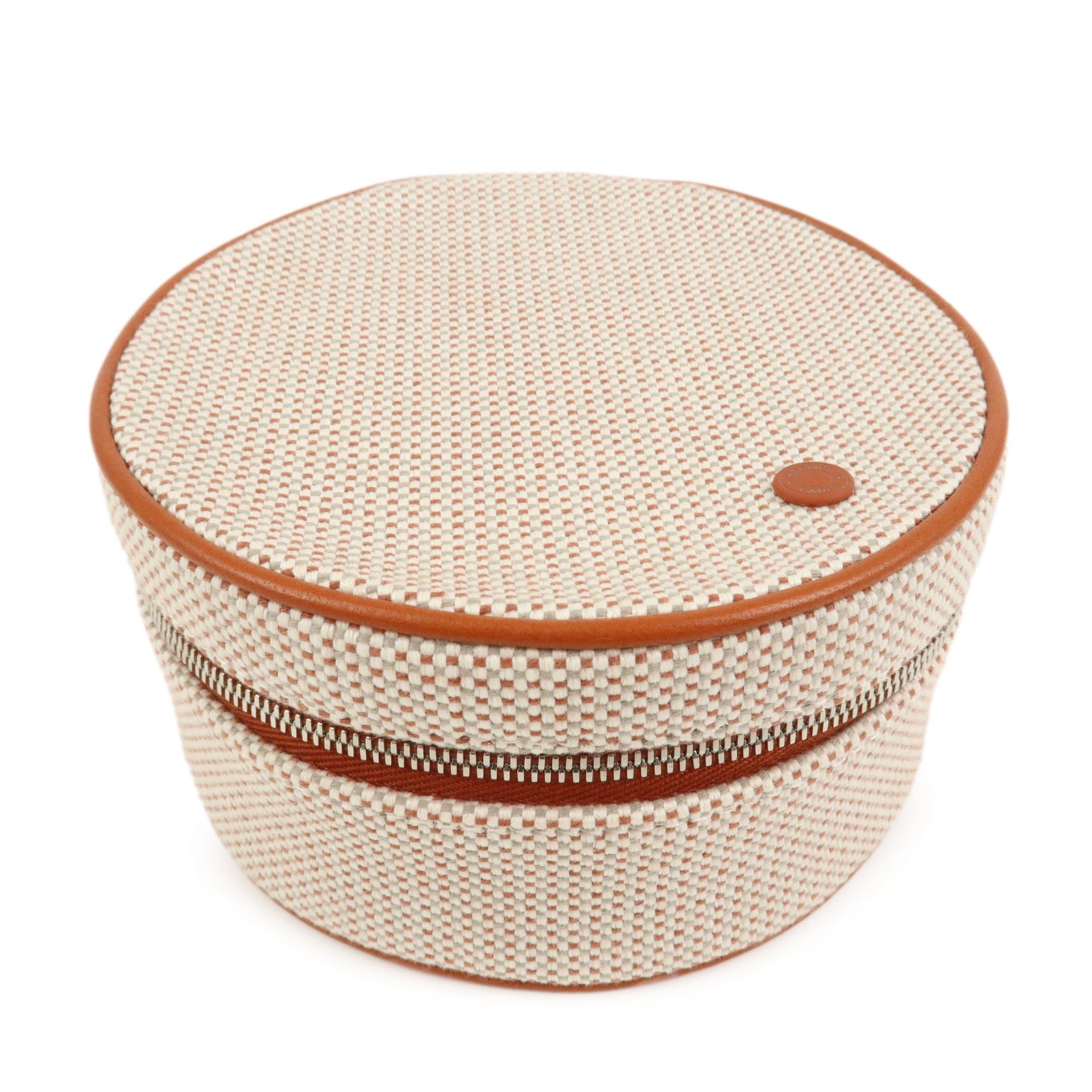 HERMES Evasion Cotton 100% Leather Cosmetic Makeup Pouch Vermilion