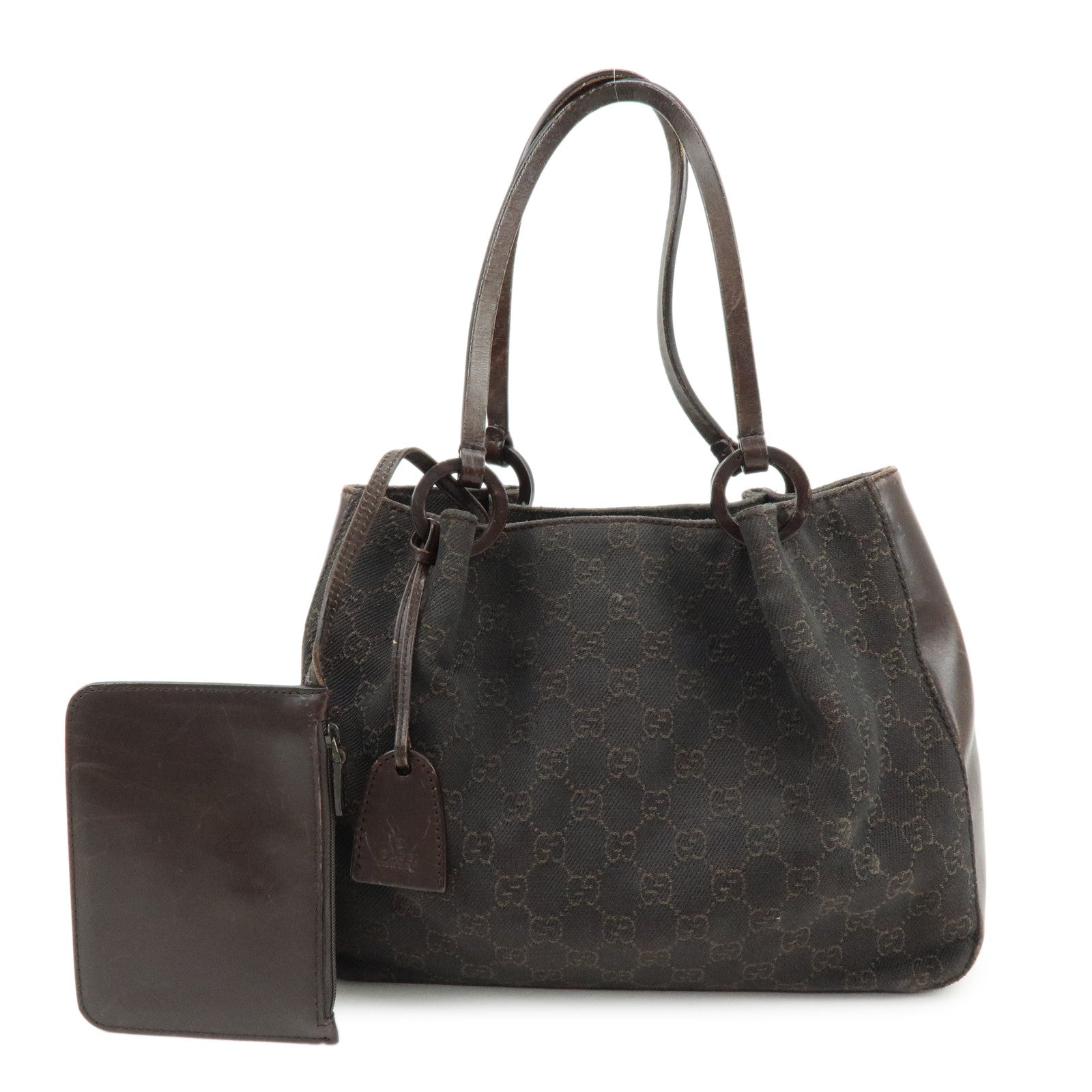 GUCCI GG Monogram Canvas Leather Shoulder Hand Bag Brown 101919