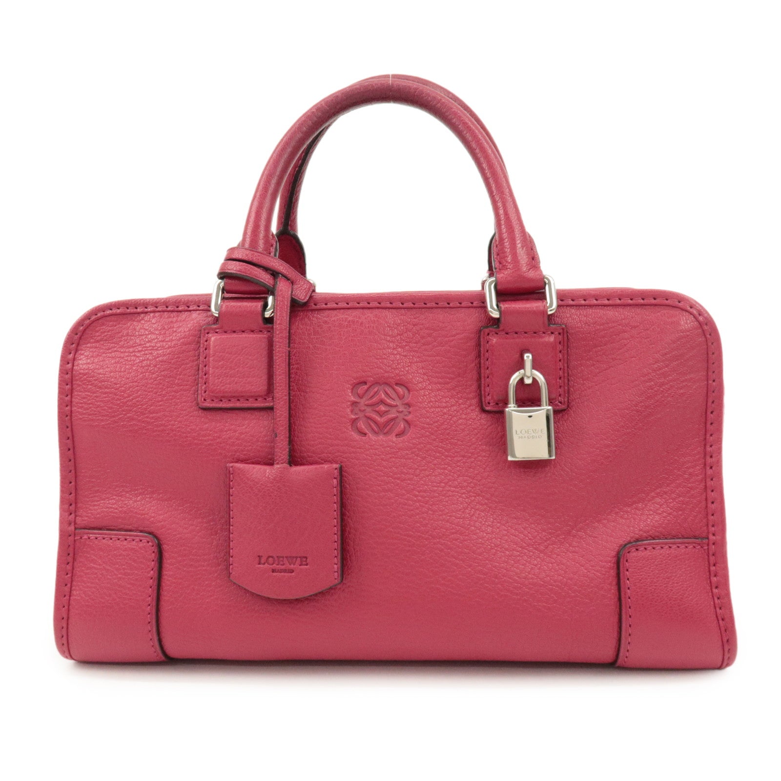 LOEWE Anagram Leather Amazona 28 Hand Bag Boston Bag Red Used