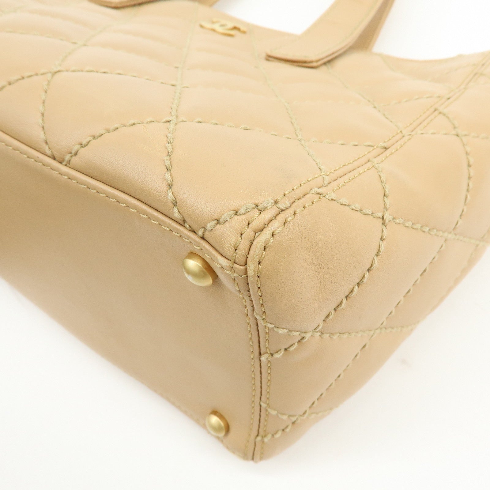 CHANEL COCO Mark Wild Stich Calf Leather Tote Bag Beige A20999