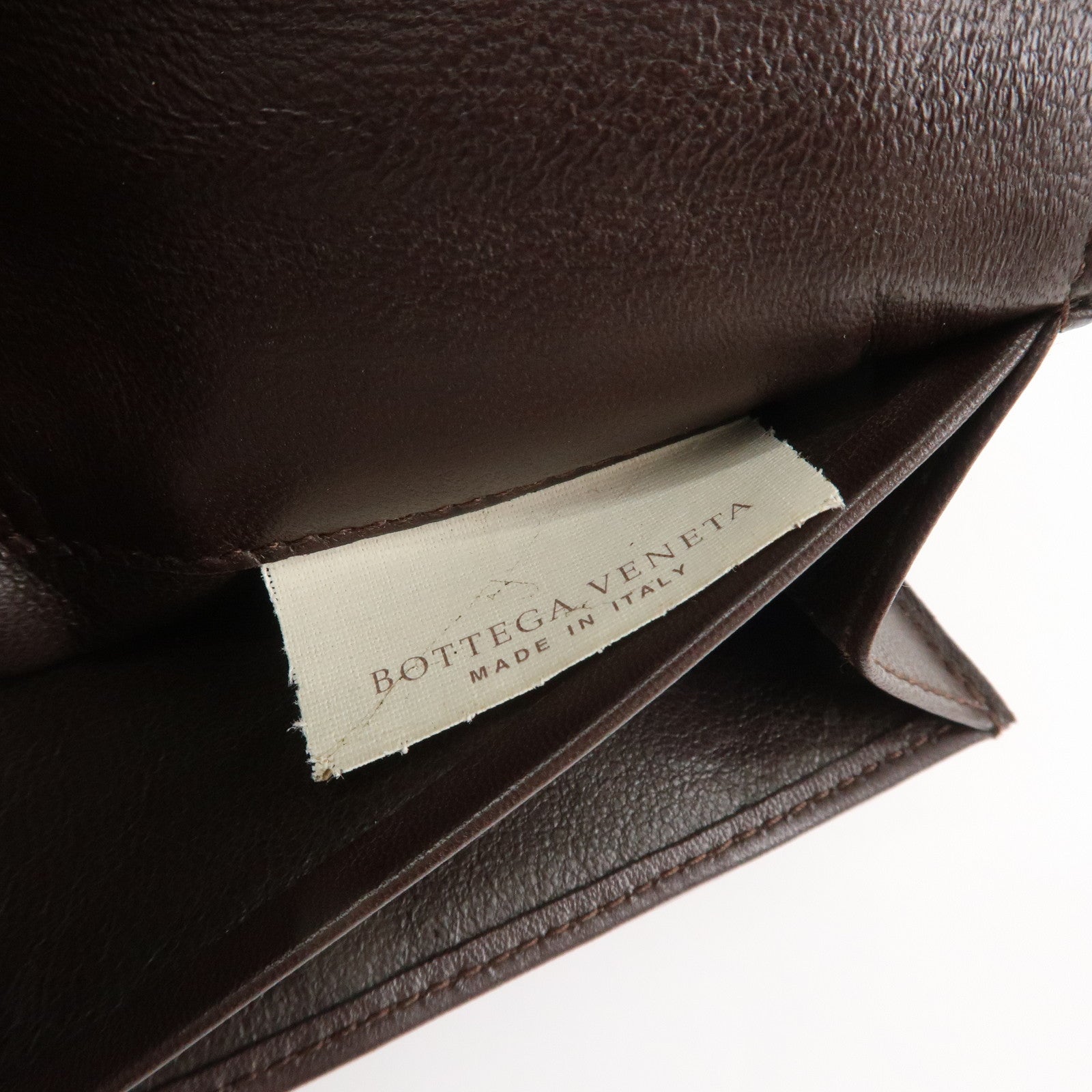 BOTTEGA VENETA Intrecciato Leather Long Wallet Brown Used