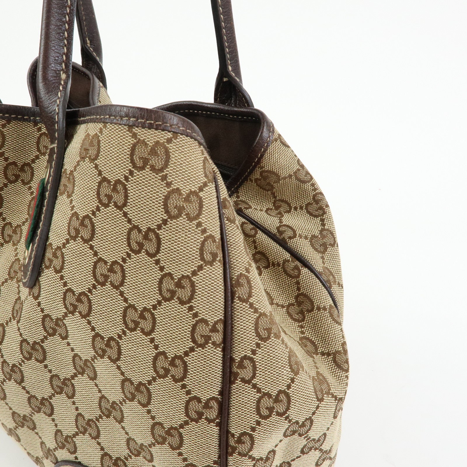 GUCCI Princy Sherry GG Canvas Leather Tote Bag Hand Bag 163805