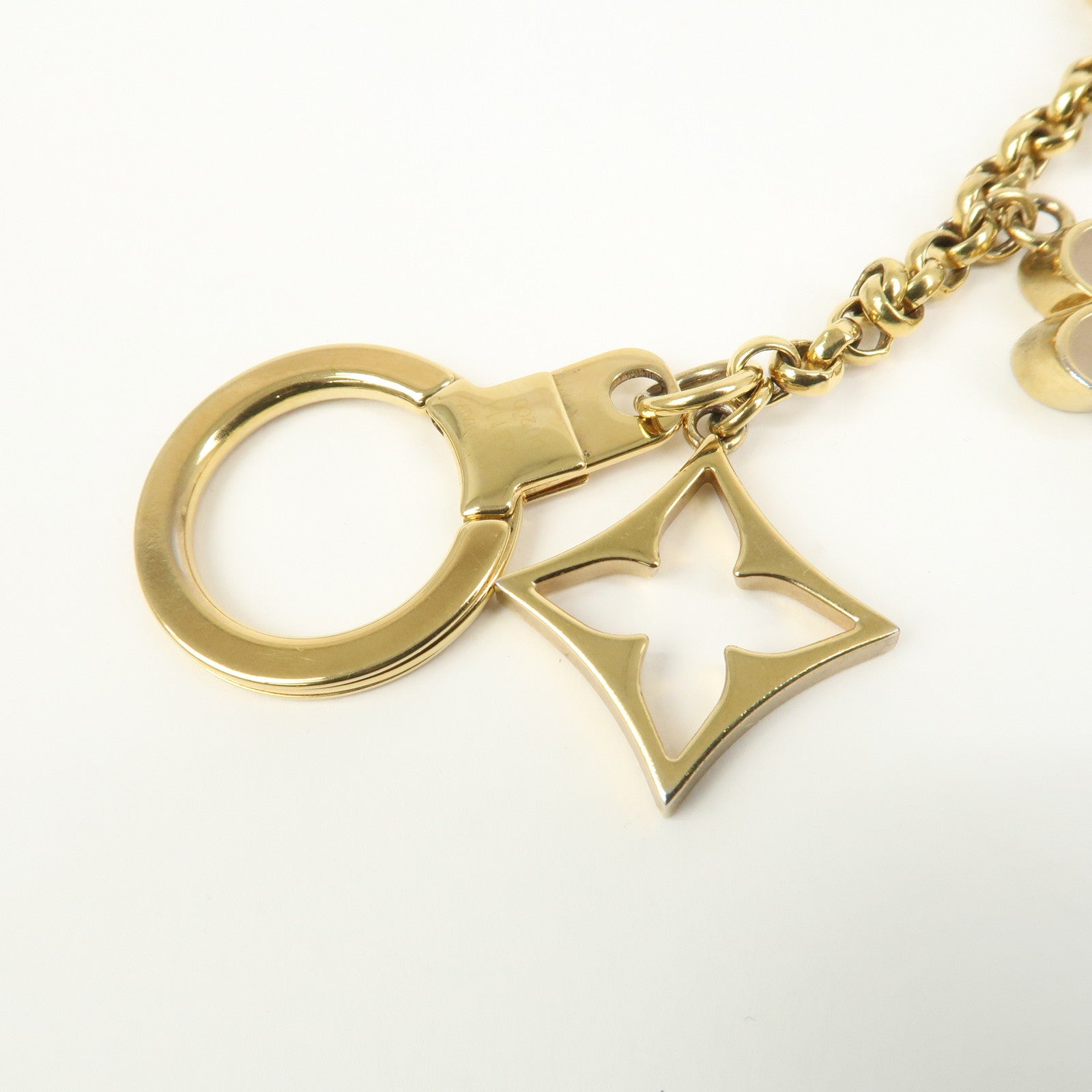 Louis Vuitton Fleur de Monogram Bag Charm Key Chain Gold M65111
