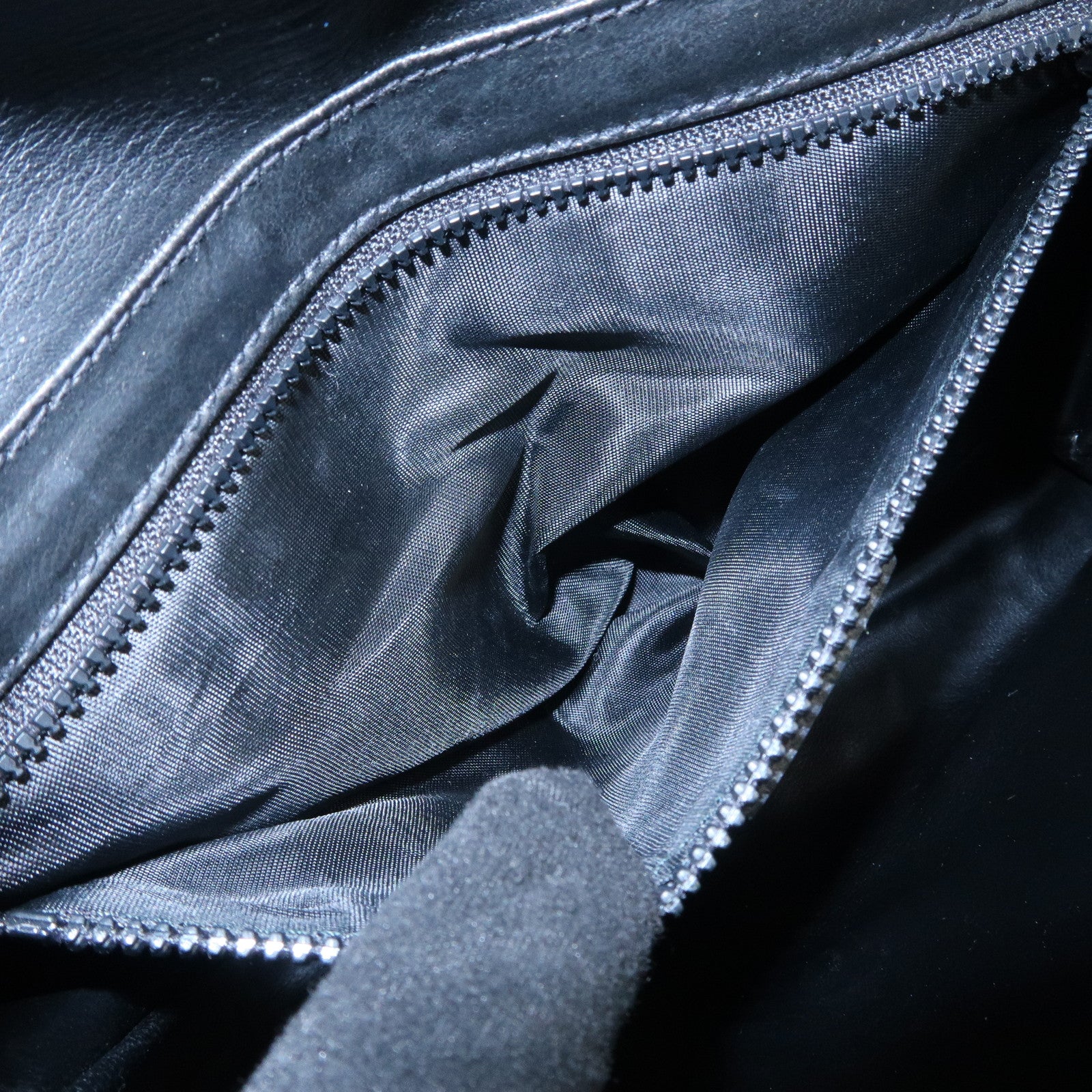 CELINE Logo Leather 2Way Bag Shoulder Bag Clutch Bag Black