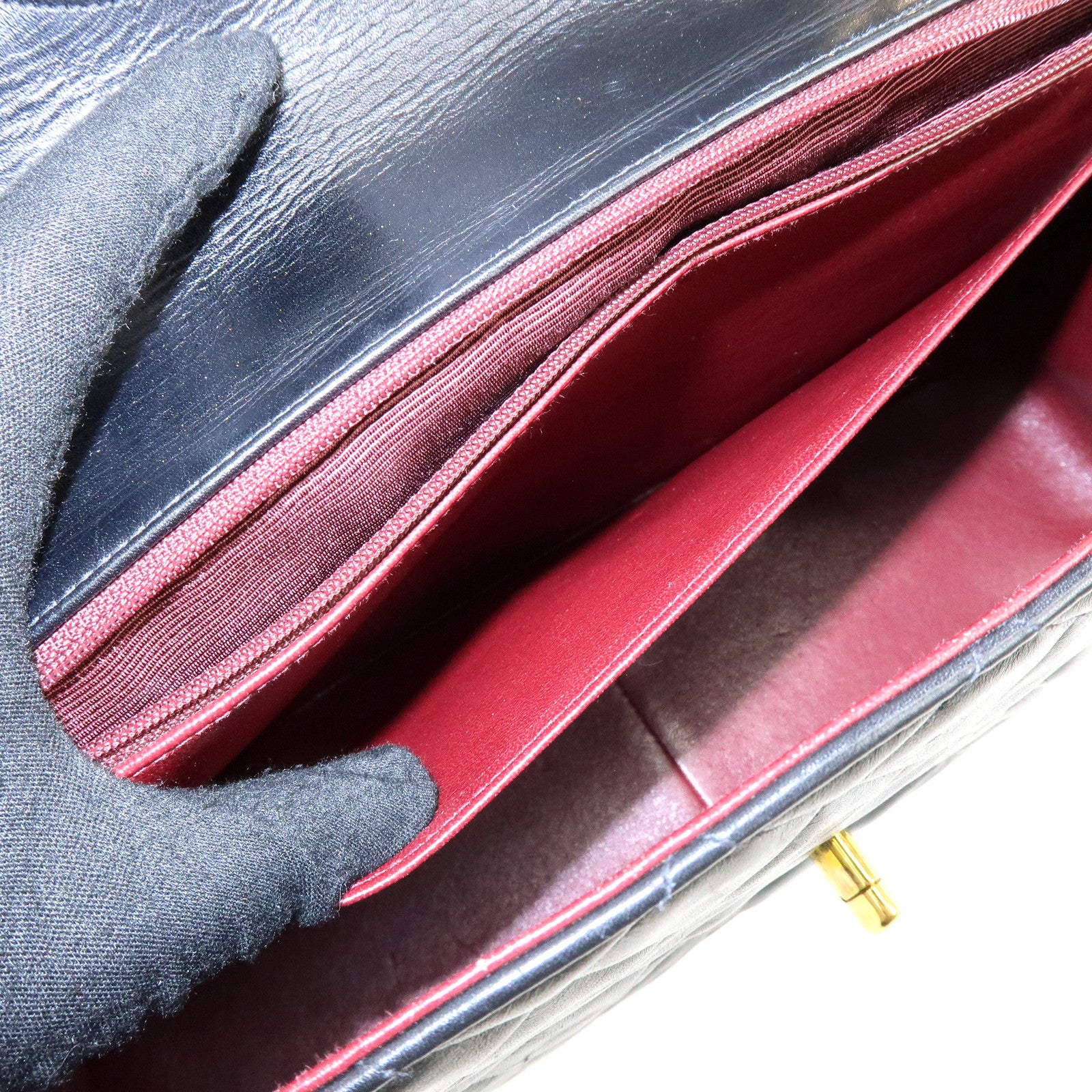 CHANEL Matelasse Lamb Skin Jumbo 34 Shoulder Bag Black A01436