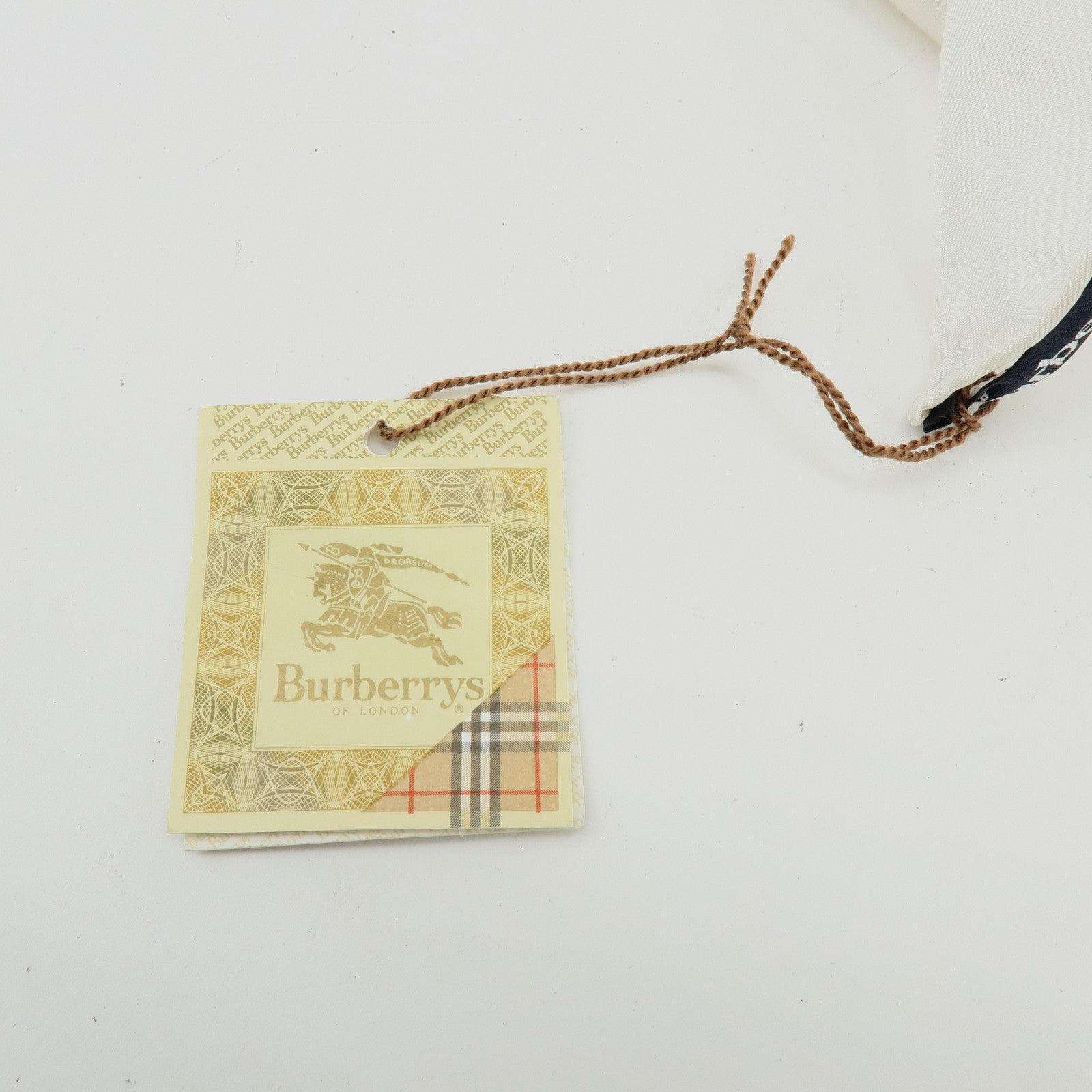 BURBERRY Nova Plaid Flower Motif Silk 100% Scarf Beige White Orange