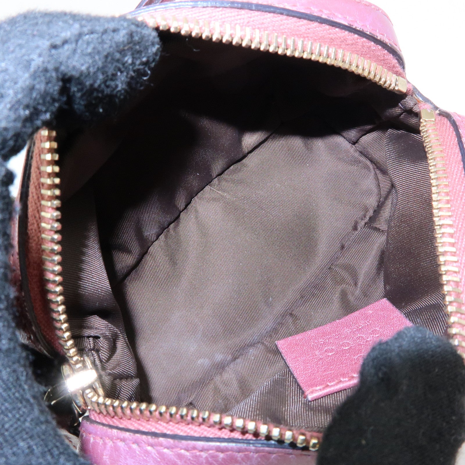 GUCCI Interlocking G Lovely Heart Cosmetic Pouch Beige Pink 308728