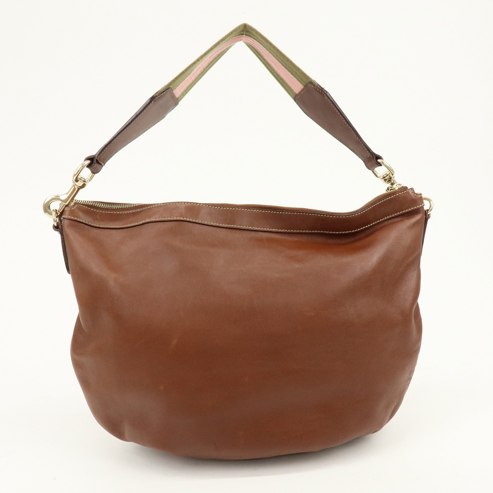 GUCCI Leather Shoulder Bag Brown 154401