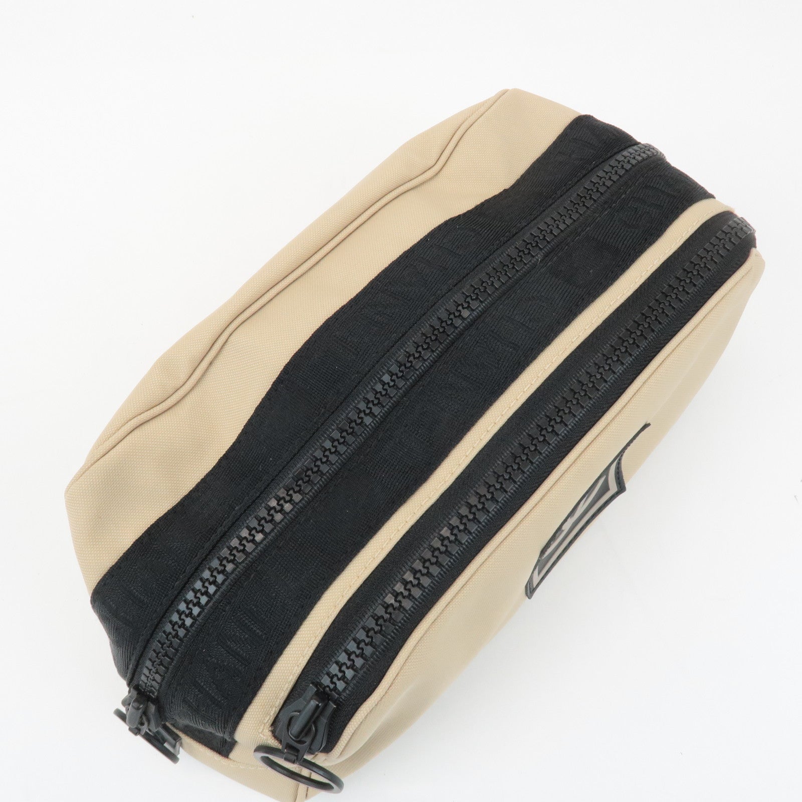 CHANEL Sports Line Nylon Leather Pouch Beige Black