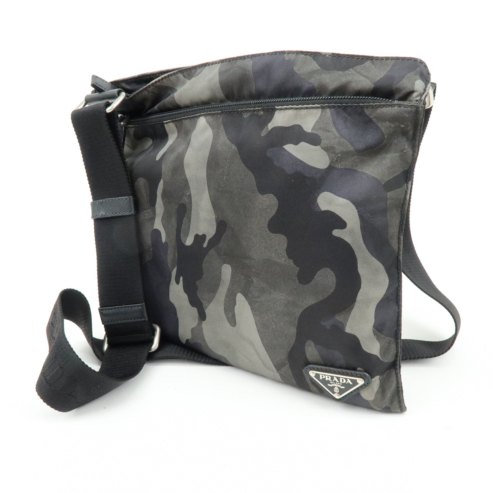 PRADA Triangle Logo Nylon Shoulder Bag Crossbody Bag Camouflage