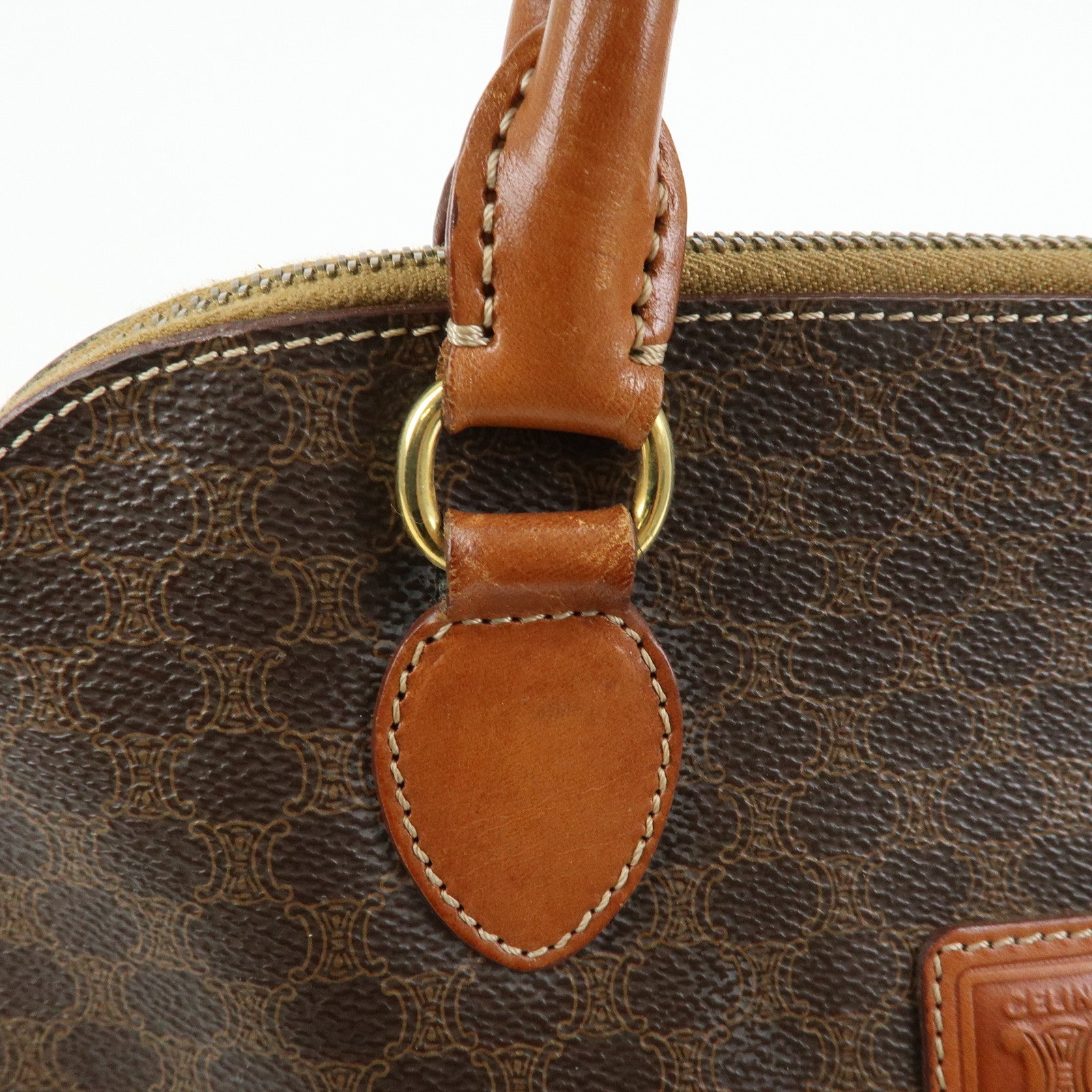 CELINE Macadam PVC Leather Hand Bag Brown