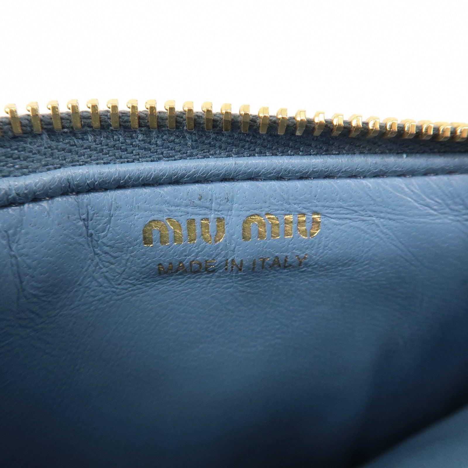 MIU MIU Leather Fragment Case Card Case Light Blue 5MB060 Used