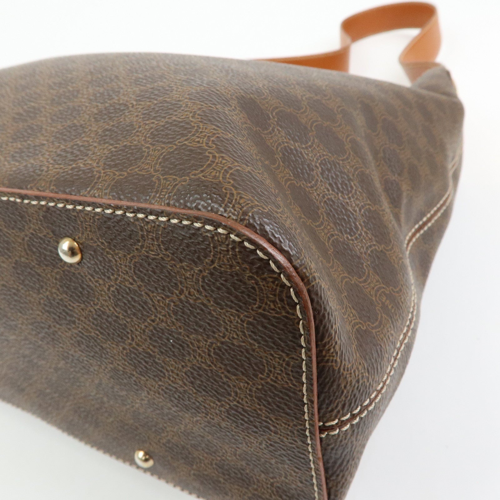 CELINE Macadam PVC Leather Shoulder Bag Hand Bag Brown