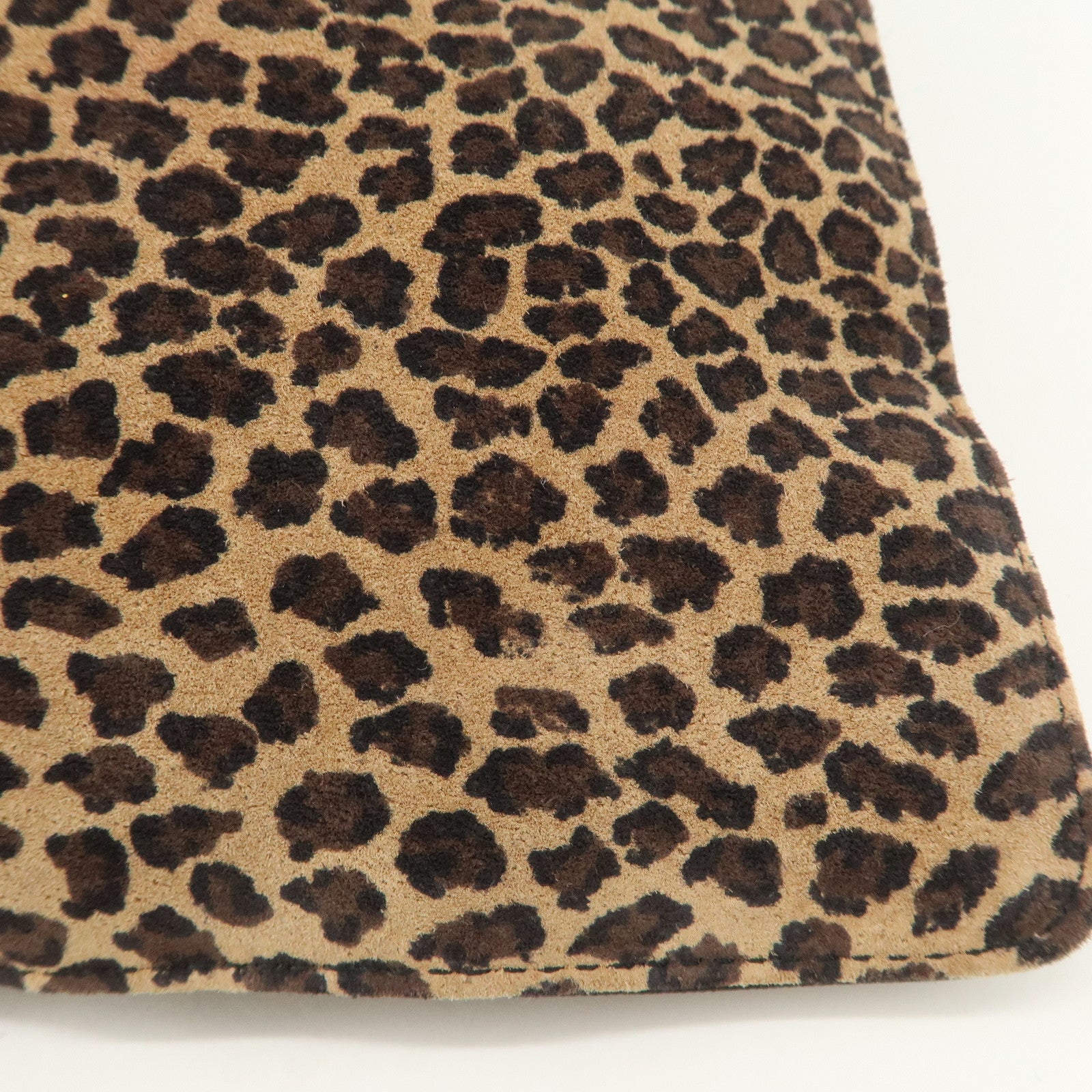 LOEWE Leather Tote Bag Hand Bag Leopard Brown Black Gold HDW Used