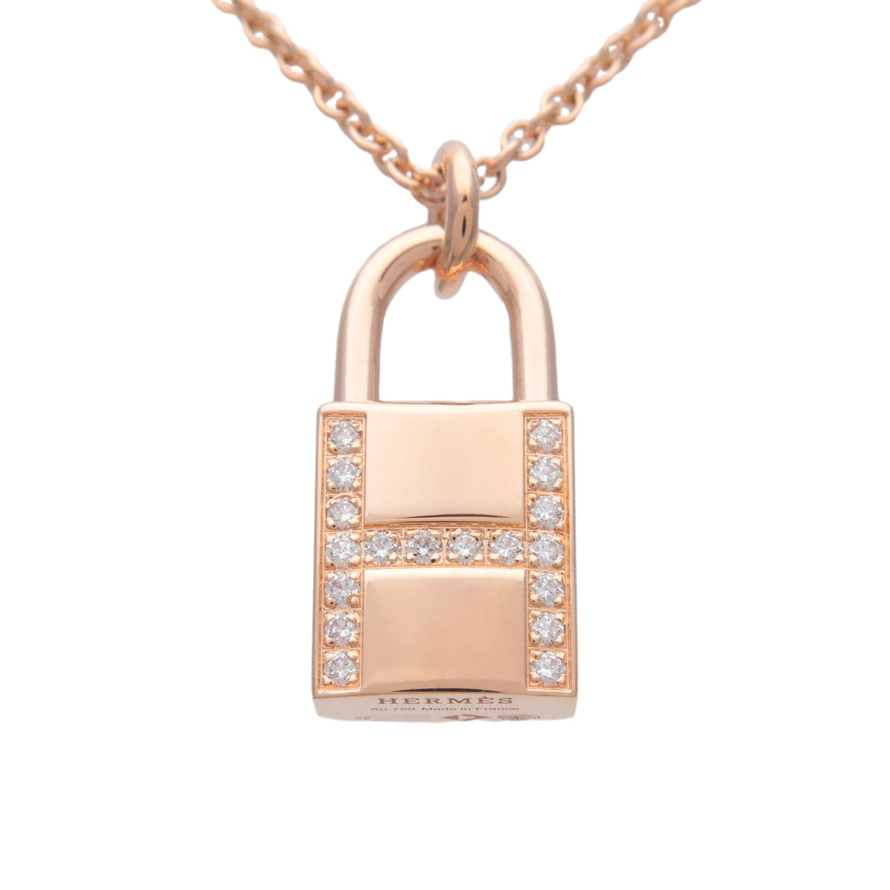 HERMES Amulette Kelly Cadena 18P Diamond Necklace 750PG Rose Gold
