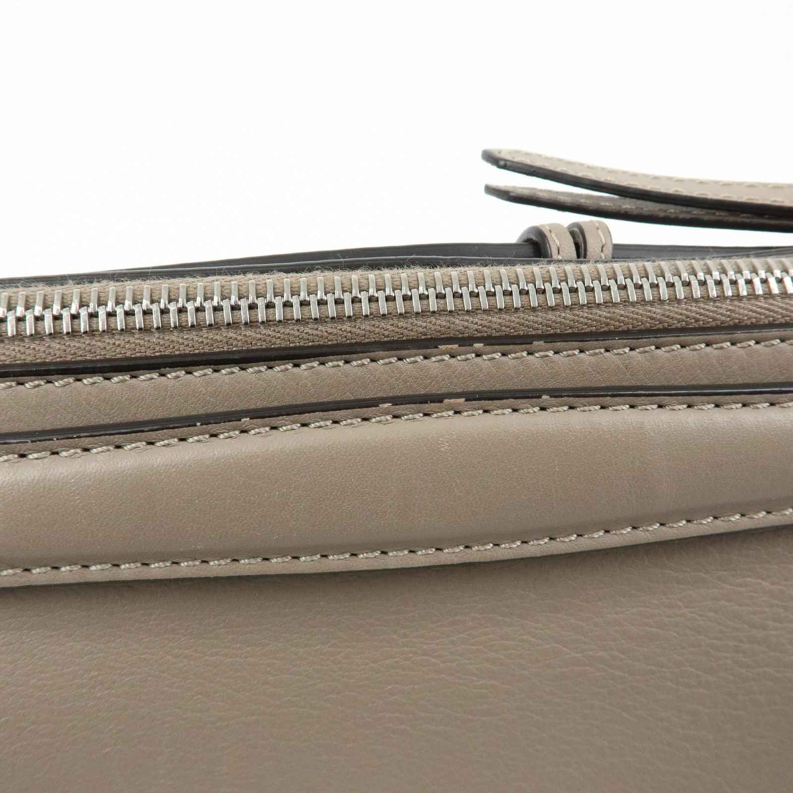 FENDI By The Way Medium Leather 2Way Bag Hand Bag Greige 8BL146