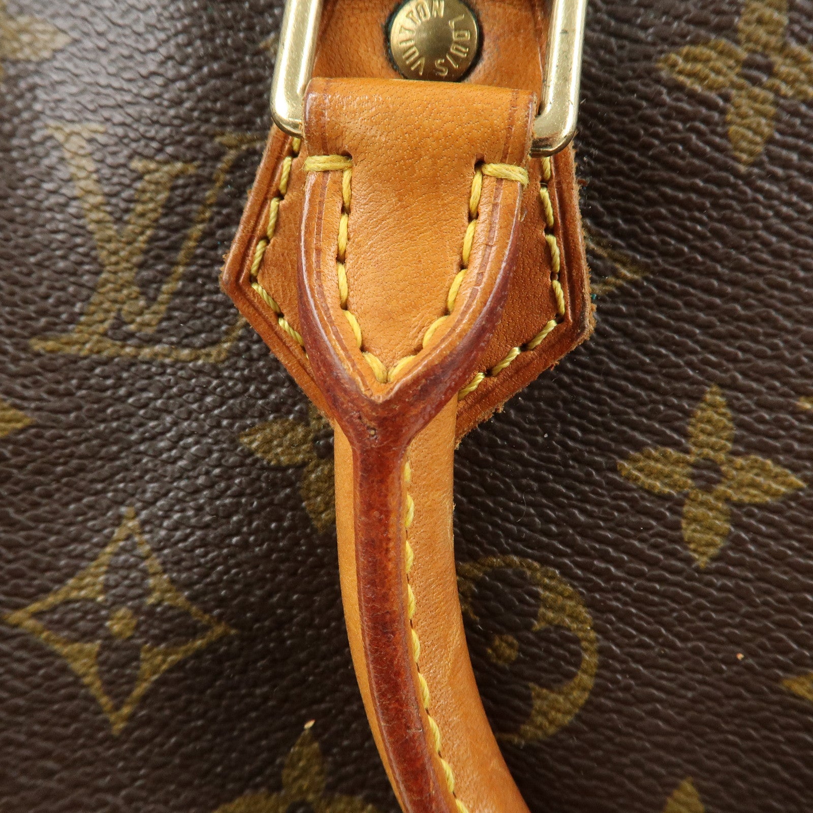 Louis Vuitton Monogram Canvas Leather Speedy 25 Boston Bag M41528